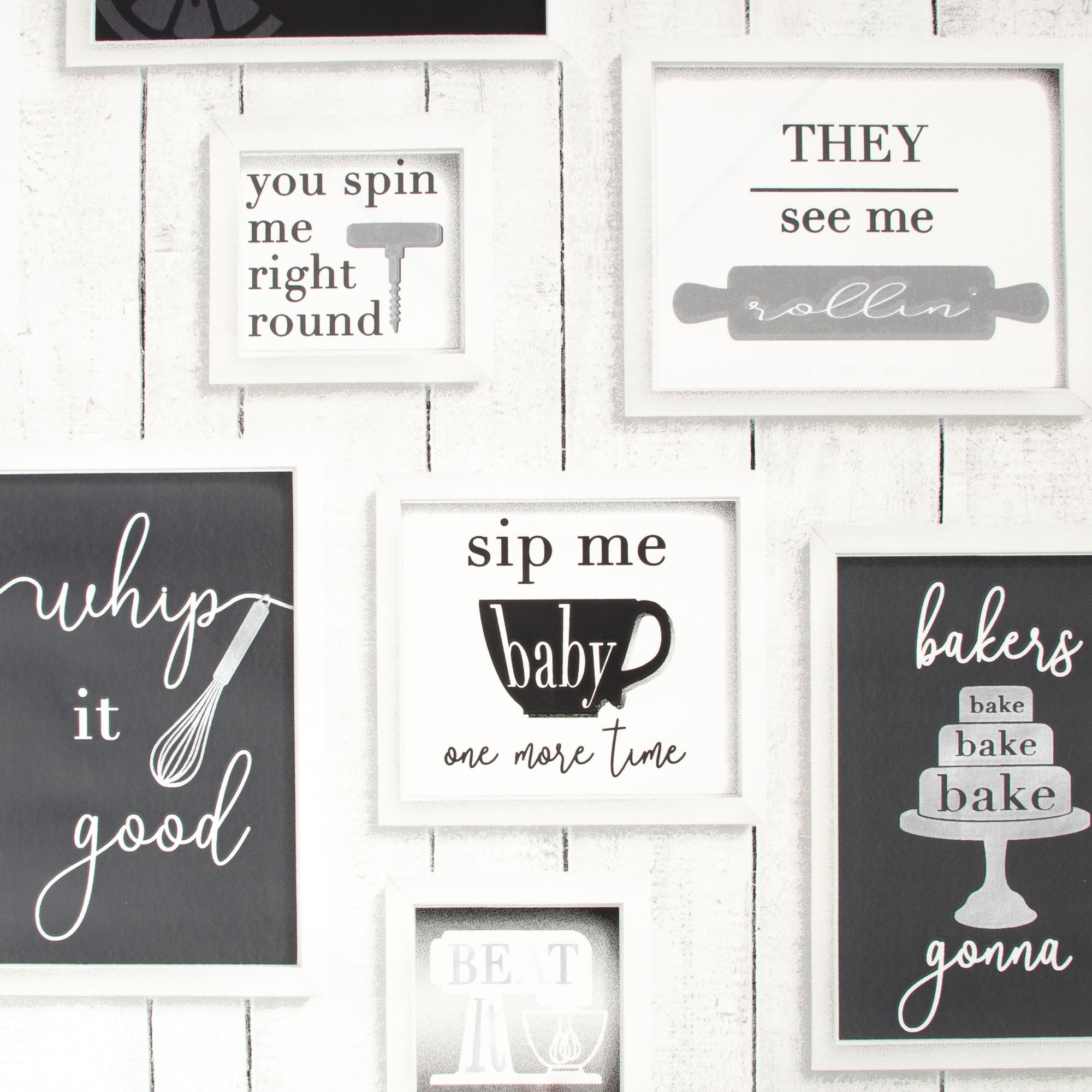 Contour Framed Black & White Quotes Kitchen & Bathroom Wallpaper - 10m