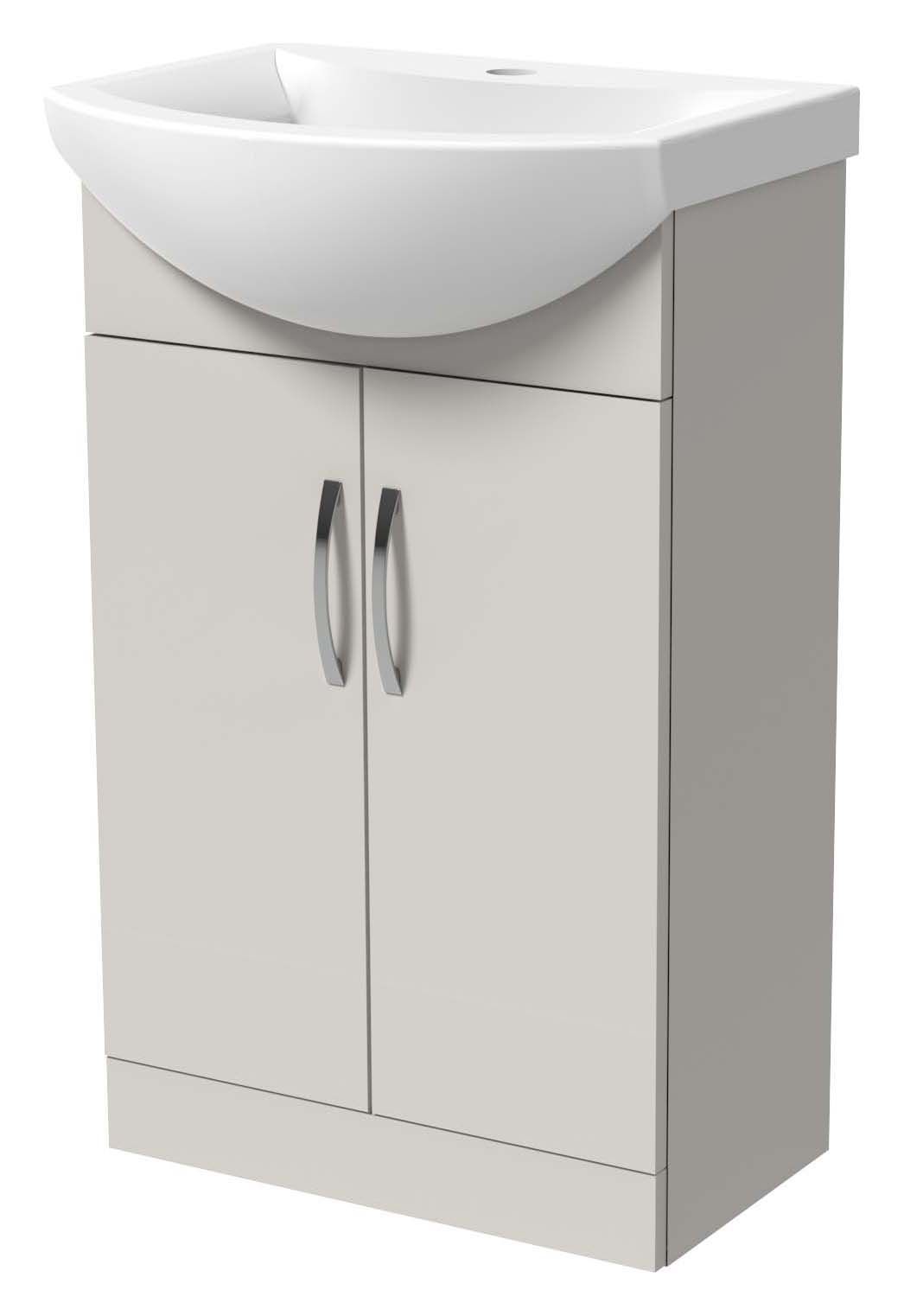 Wickes Grey Gloss Vanity Unit & Basin - 880 x 550mm