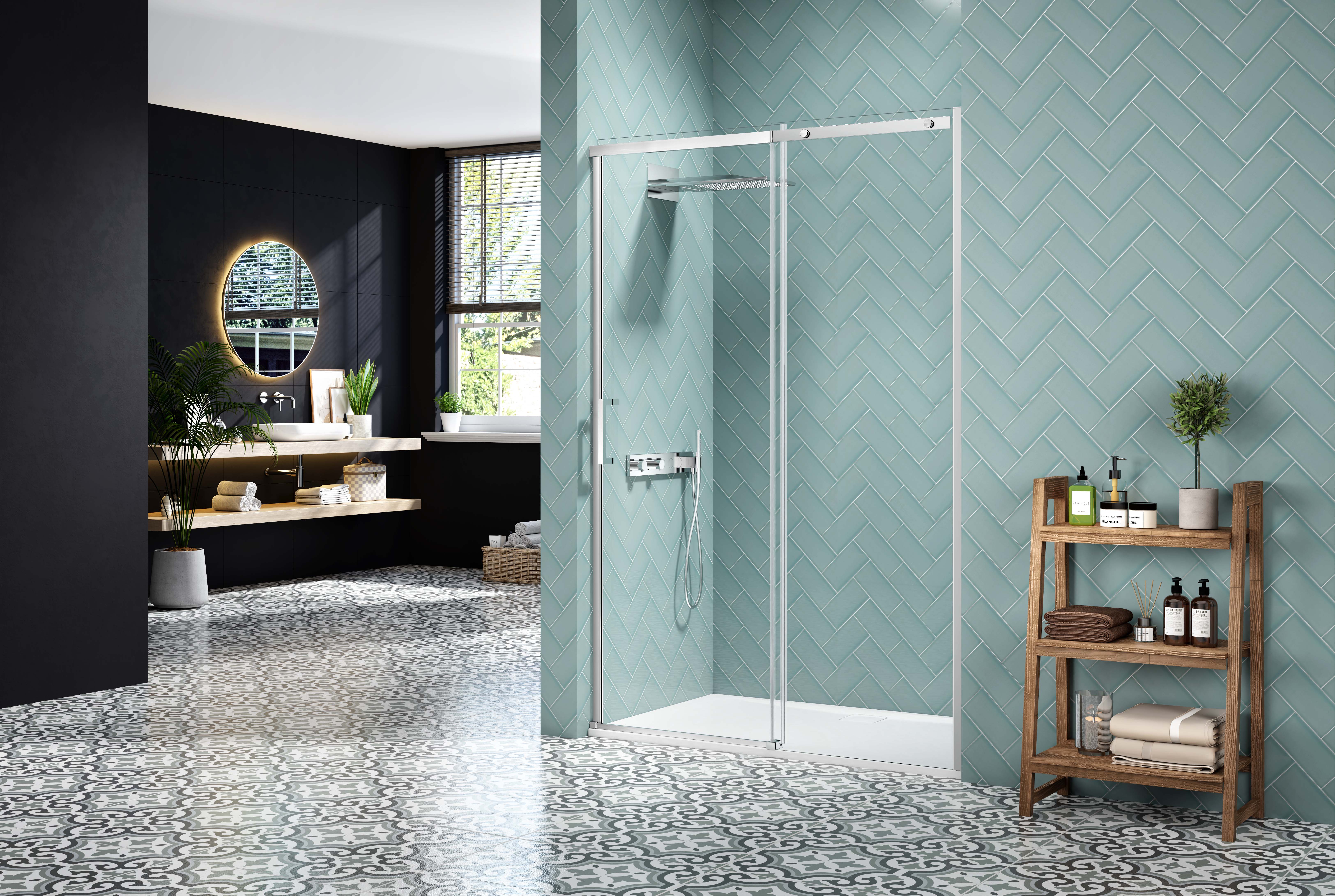 Nexa By Merlyn 8mm Chrome Frameless Sliding Door Only - 2000 x 1400mm