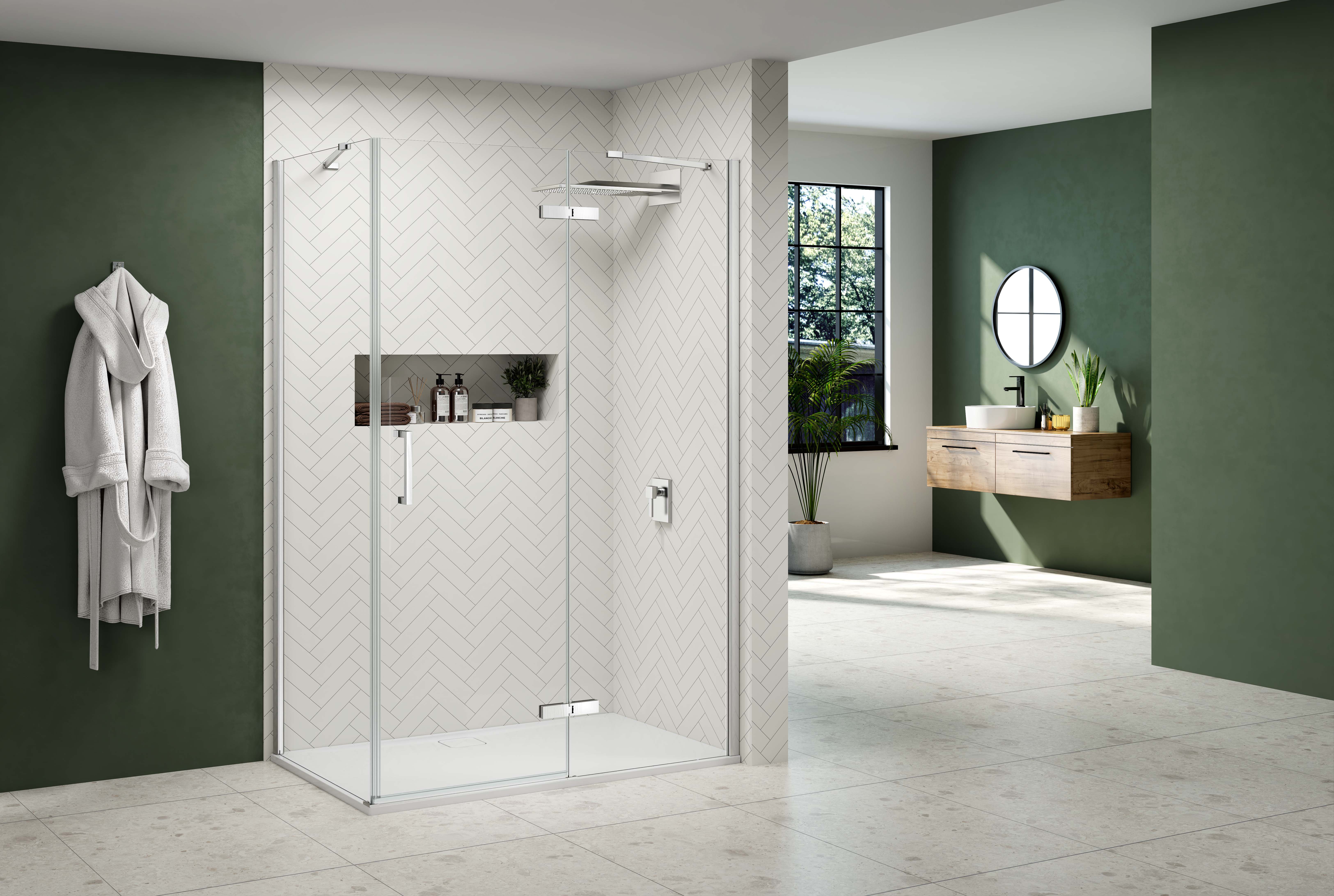 Nexa By Merlyn 8mm Chrome Frameless Inline Hinge Door Only for Side Panel - 2000 x 1200mm