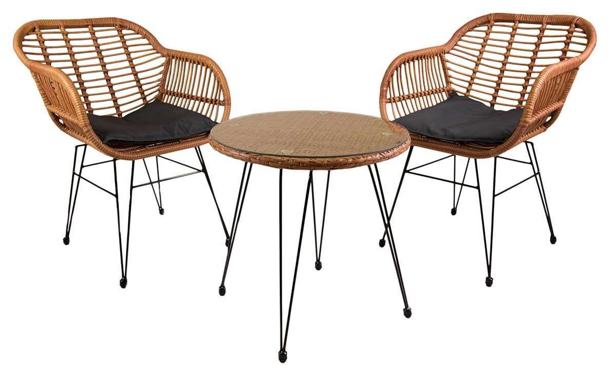 Image of Charles Bentley Natural Wicker Garden Bistro Set