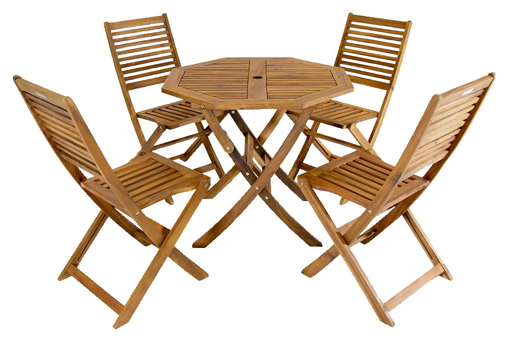 Charles Bentley FSC Acacia 4 Seater Wooden Octagonal Garden Dining Set