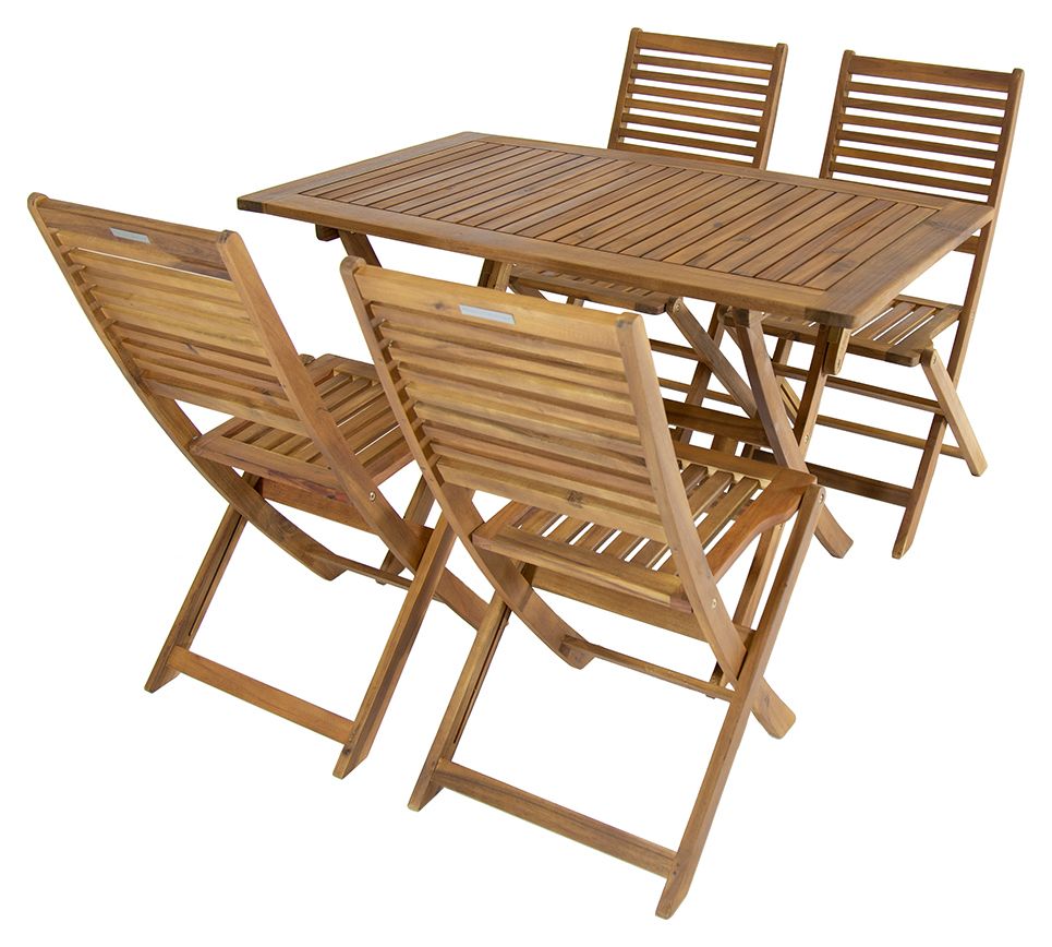 Charles Bentley FSC Acacia 4 Seater Wooden Rectangle Garden Dining Set