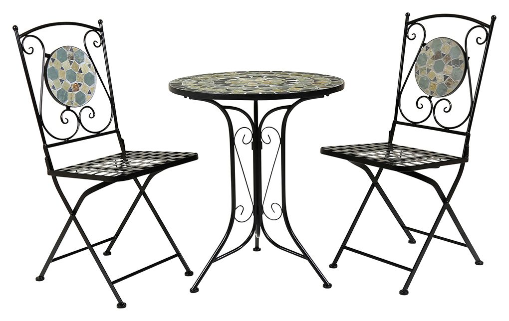 Charles Bentley Mosaic Garden Bistro Set - Blue