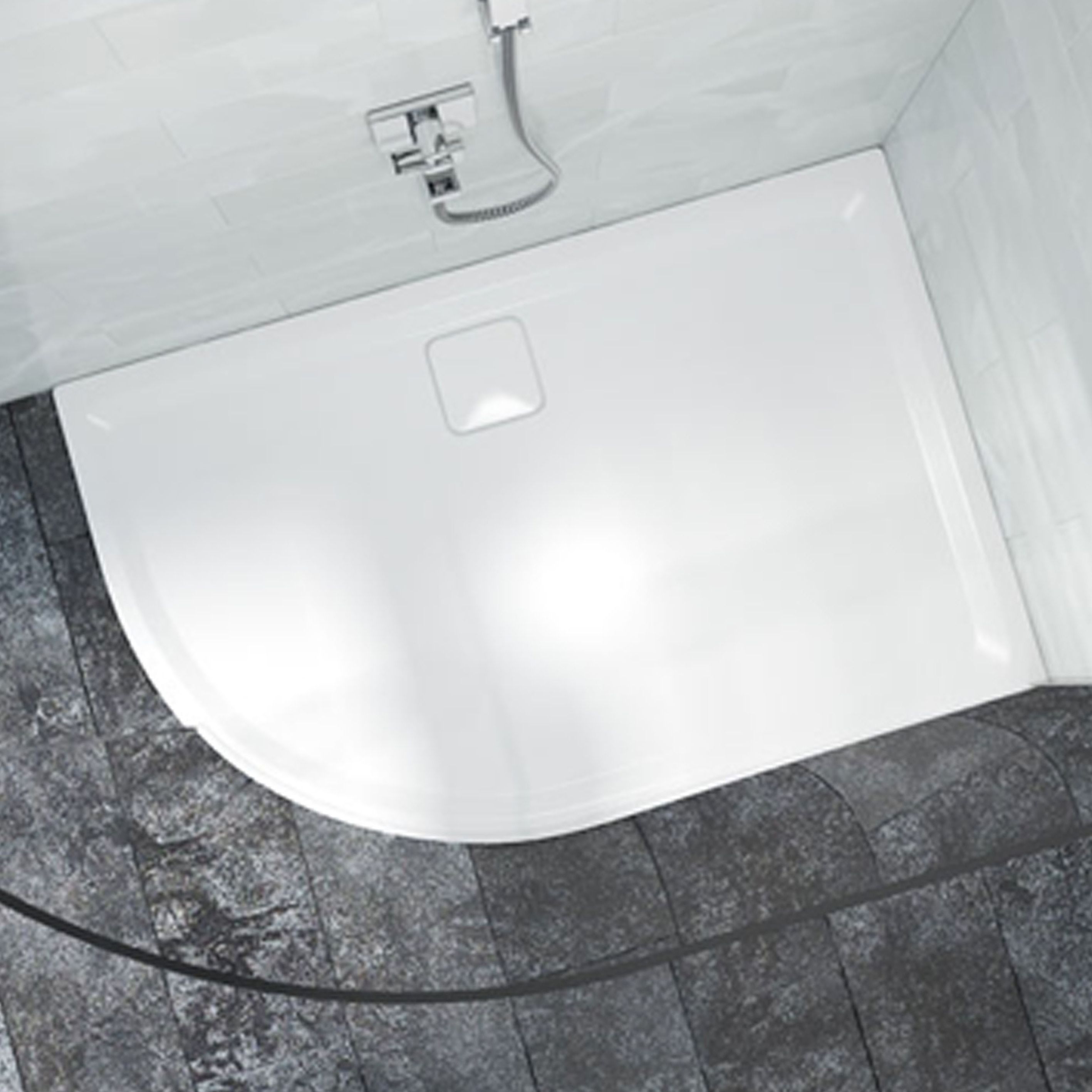 Image of Nexa By Merlyn 25mm Offset Quadrant Low Level Left Hand White Shower Tray - 1200 x 900mm