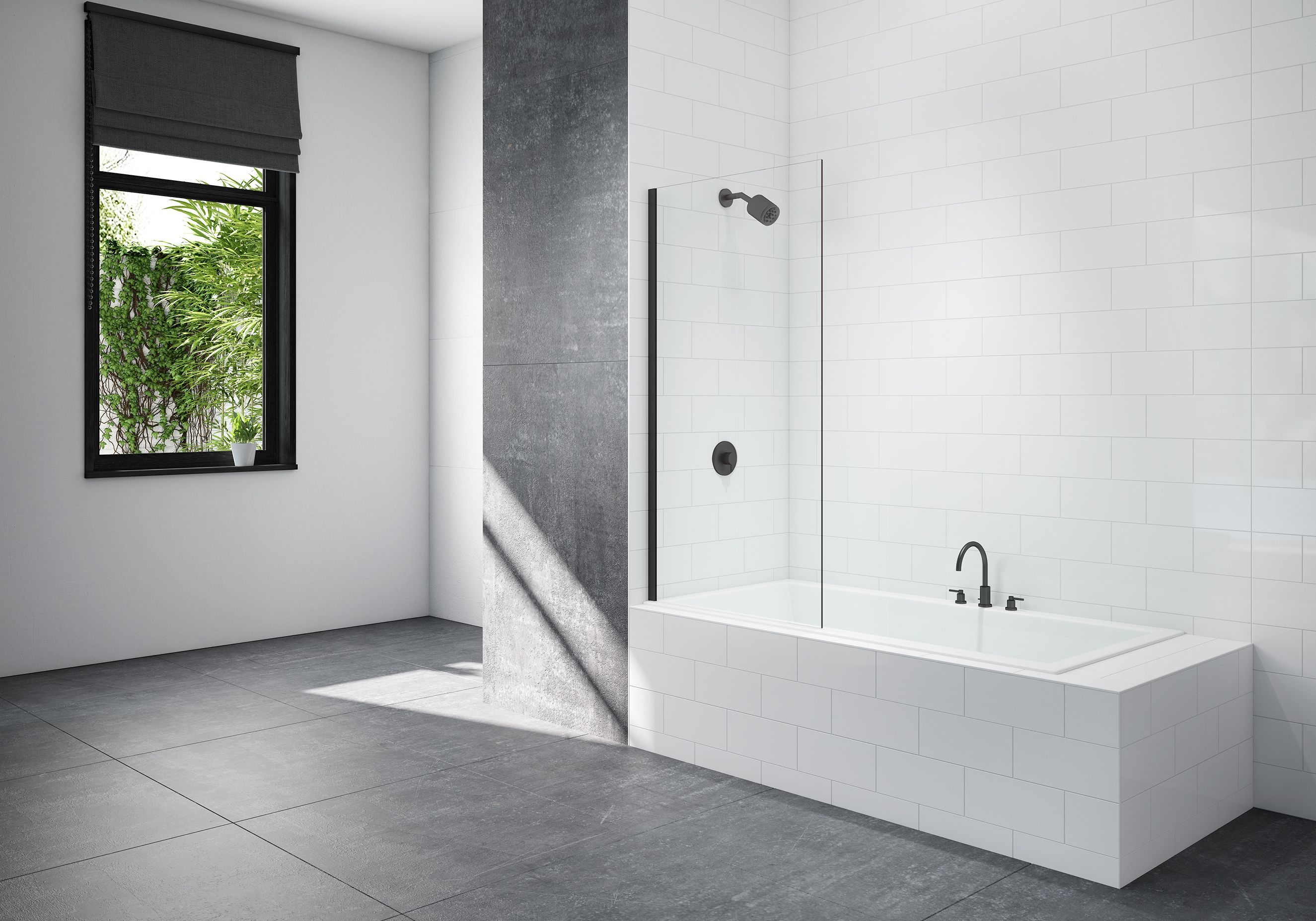 Image of Nexa By Merlyn 8mm Black Frameless Fixed Square Panel Bath Screen - 1500 x 800mm