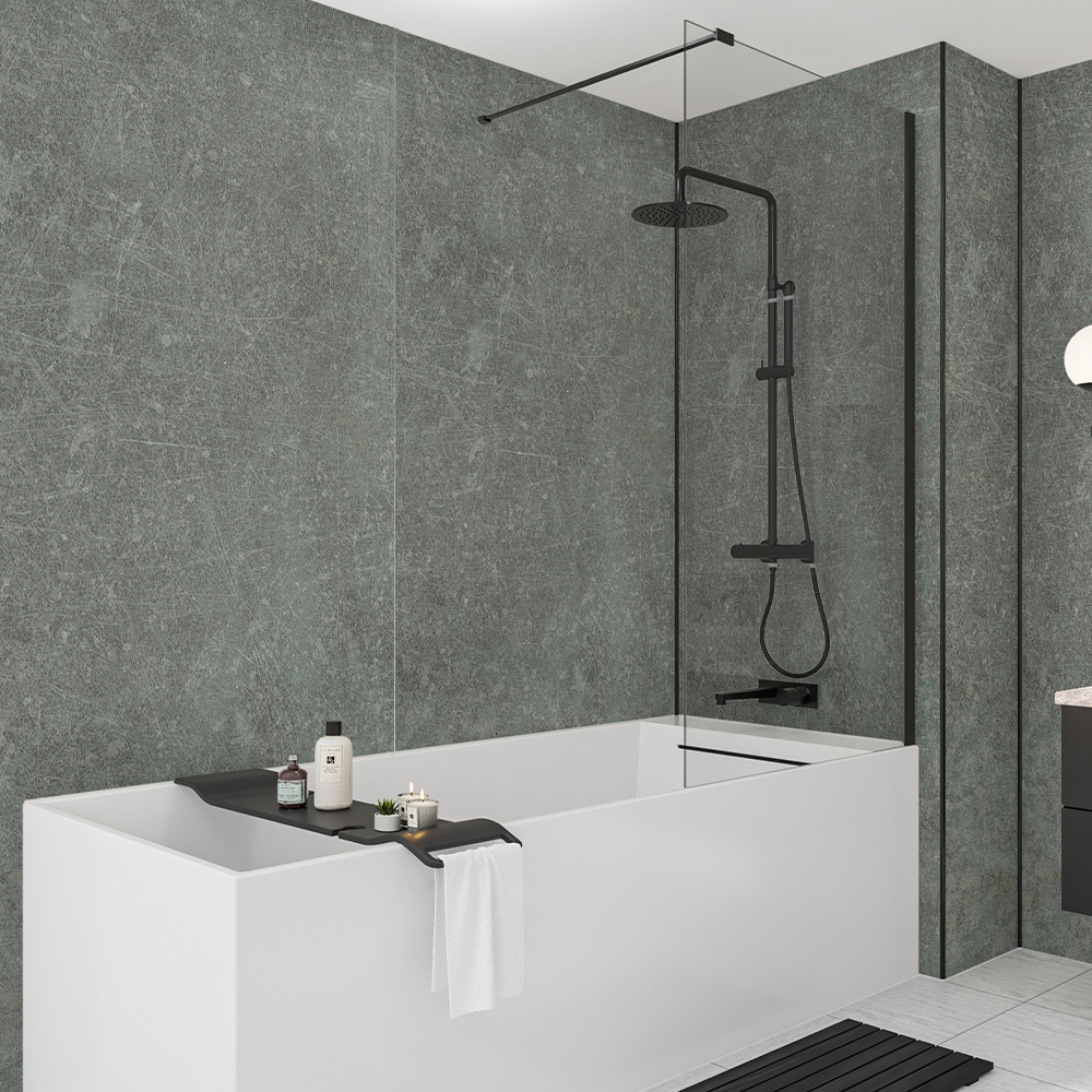 Image of Mermaid Brutalist Laminate Single Shower Panel - 2400 x 585mm