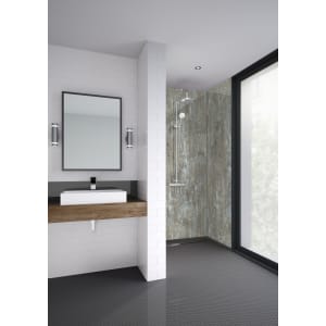 Image of Mermaid Distressed Wood Laminate Single Shower Panel - 2400 x 900mm