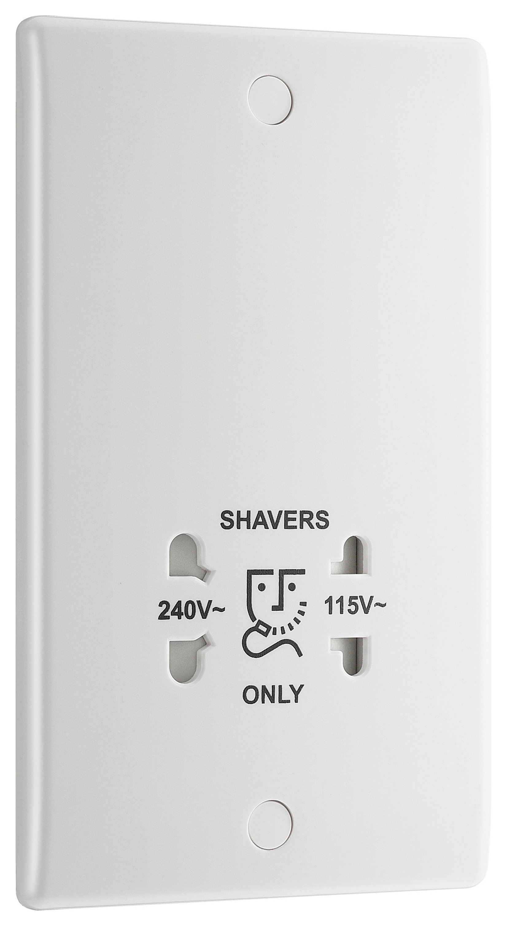 BG Slimline White Dual Voltage Shaver Socket