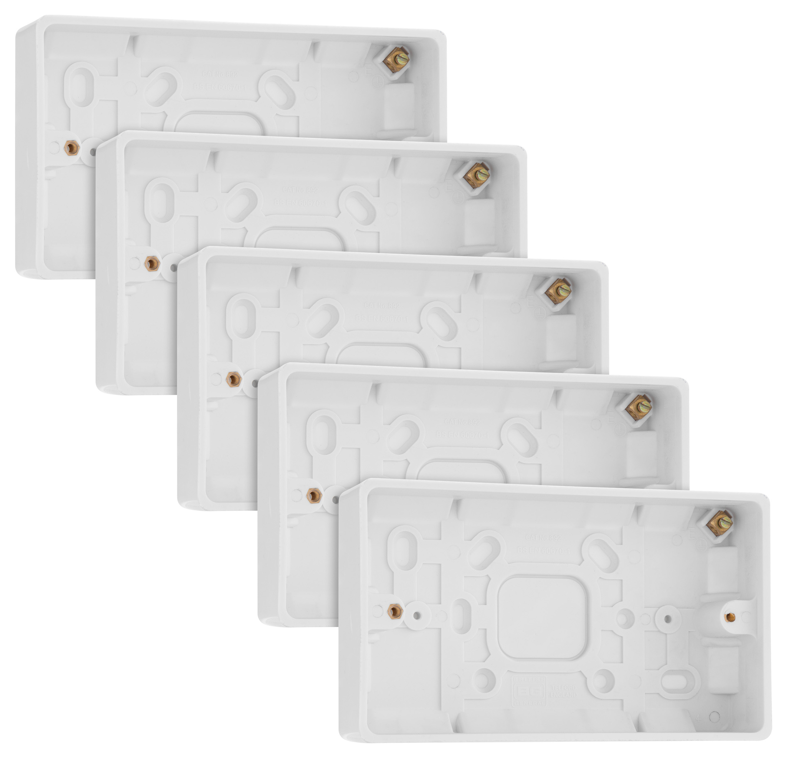 BG 2 Gang White Surface Pattress Box - 32mm - Pack of 5