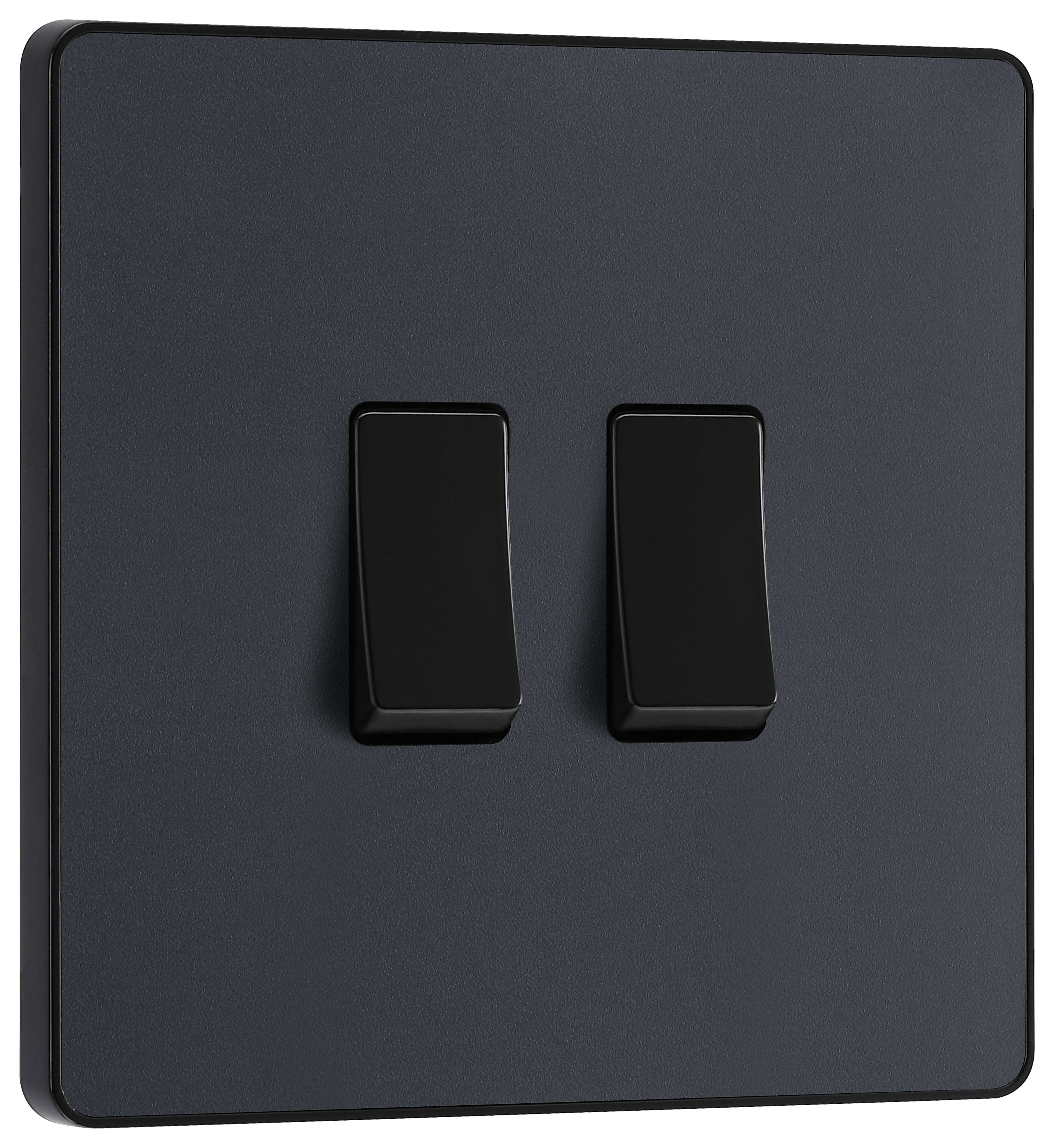 BG Evolve 20A 16Ax 2 Way Double Light Switch - Matt Grey