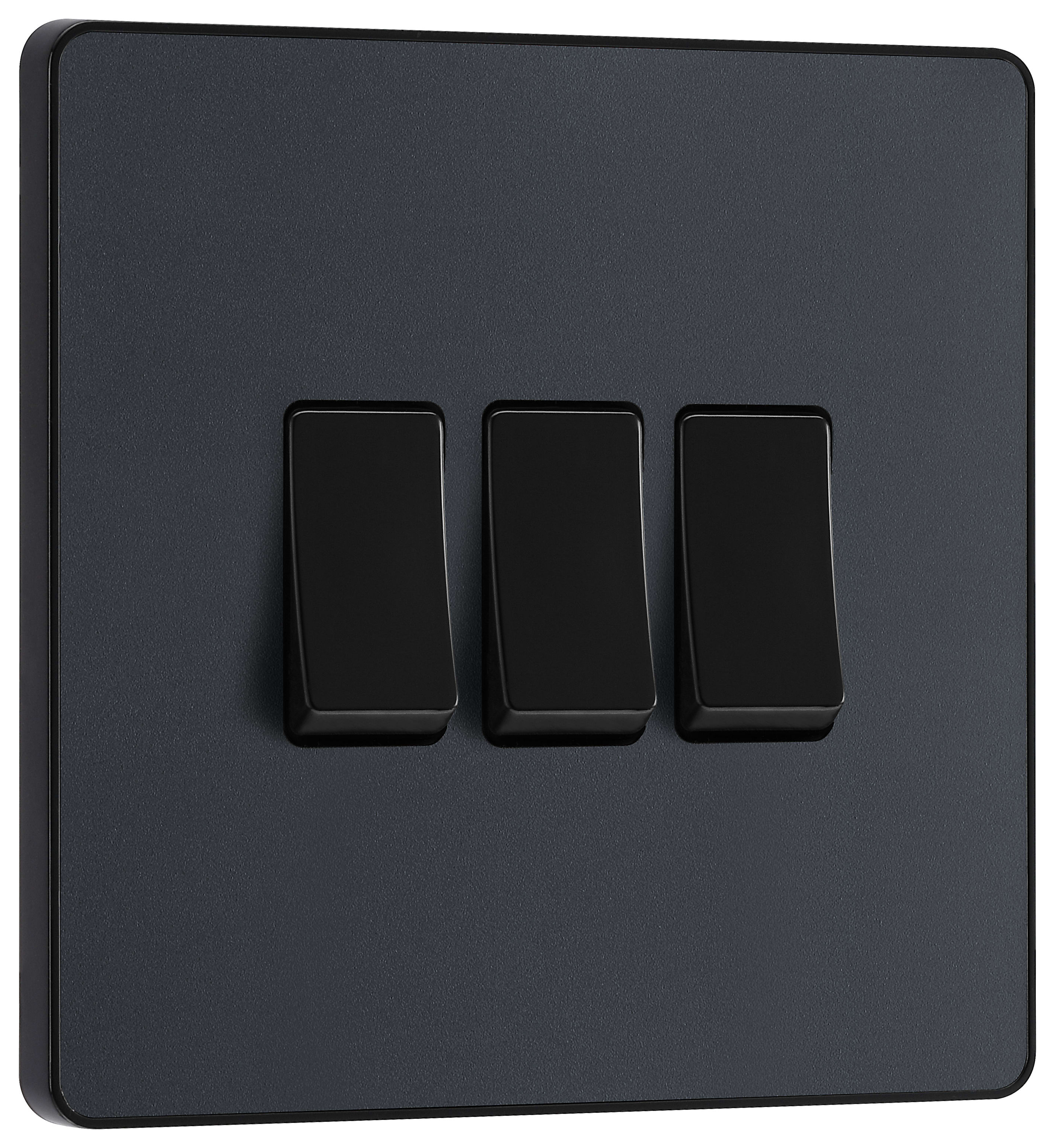 BG Evolve 20A 16Ax 2 Way Triple Light Switch - Matt Grey