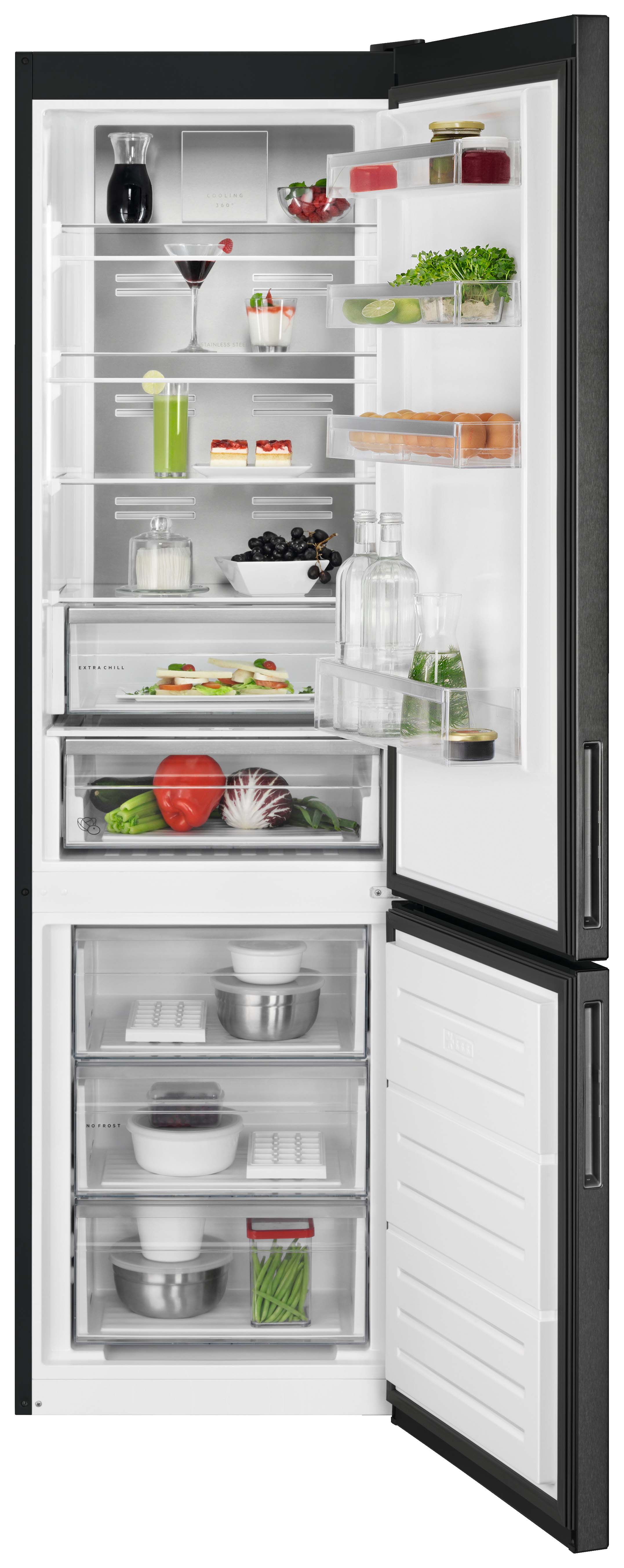 Image of AEG RCB736E3MB No Frost Fridge Freezer- Black