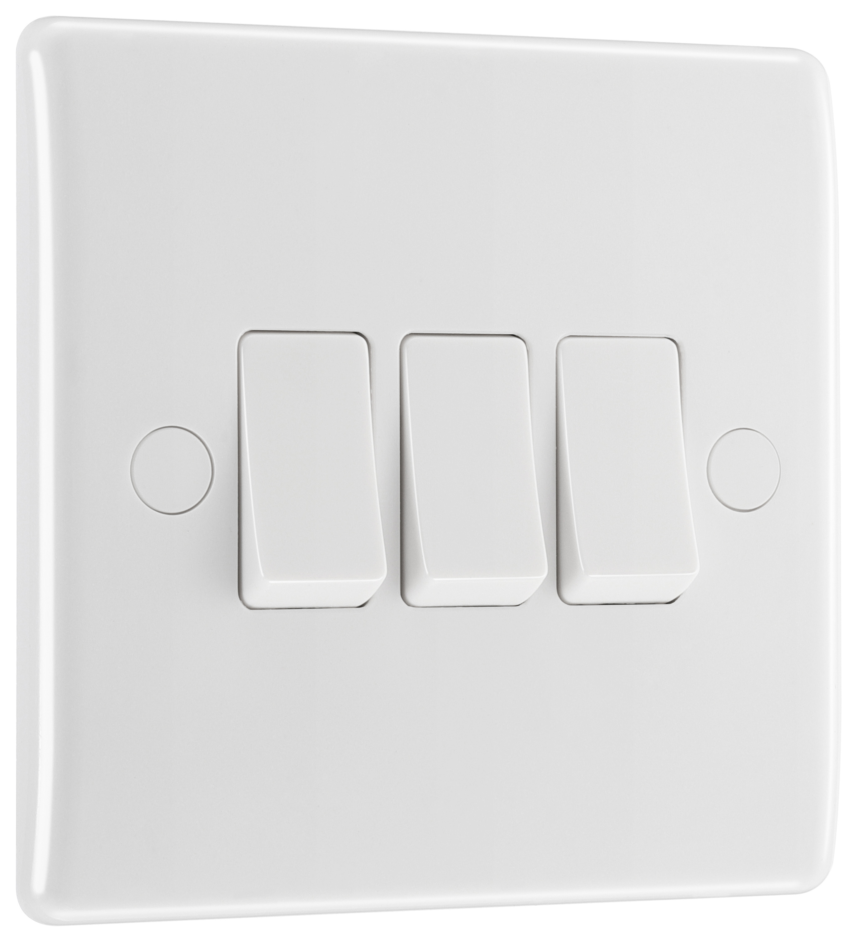 BG Slimline 20Ax 2 Way White Triple Switch