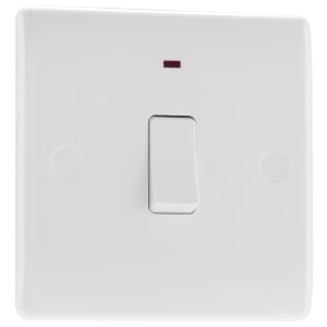 BG Slimline 20A Single Switch with Power Indicator - White