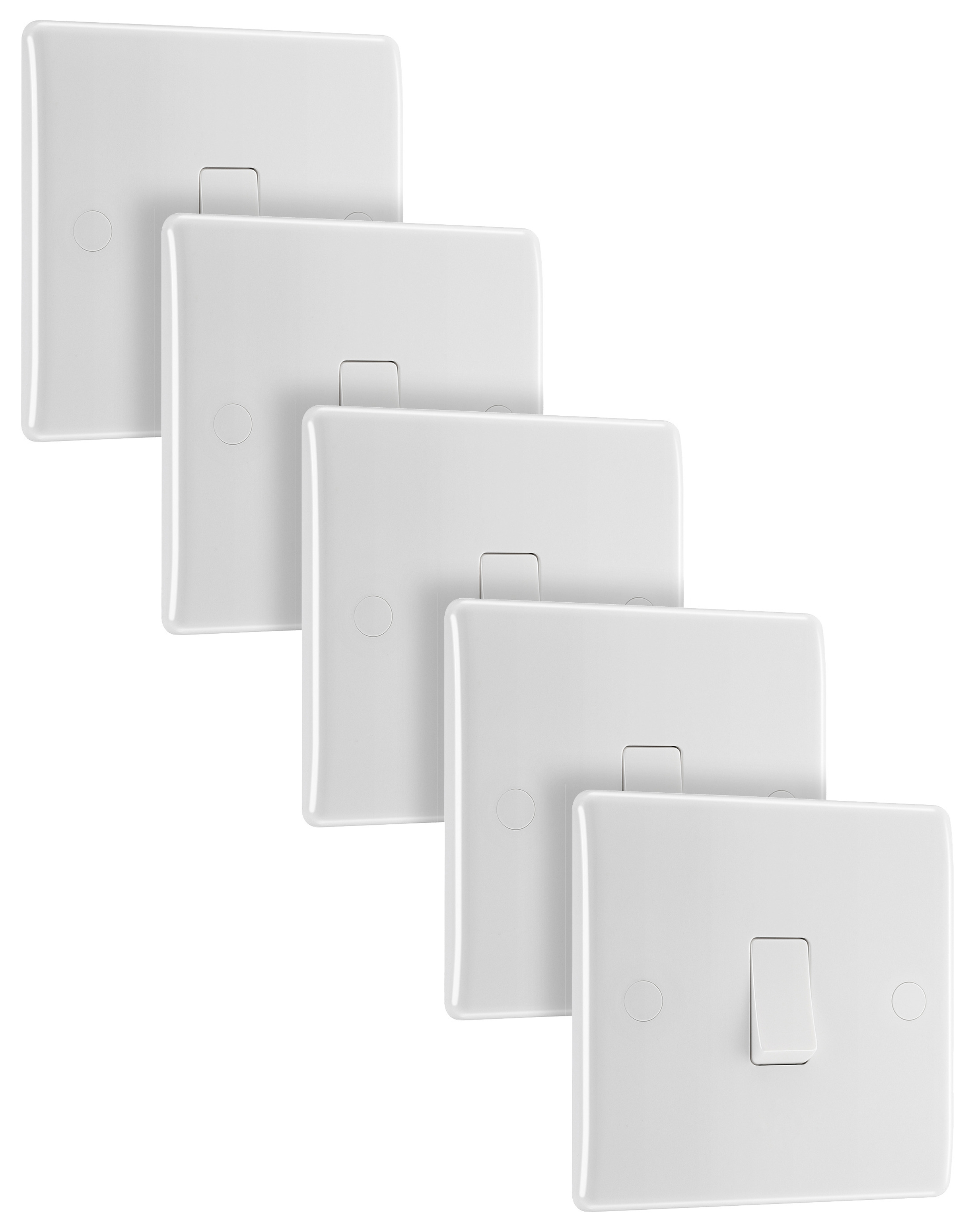 BG Slimline 16Ax 2 Way White Single Switch - Pack of 5