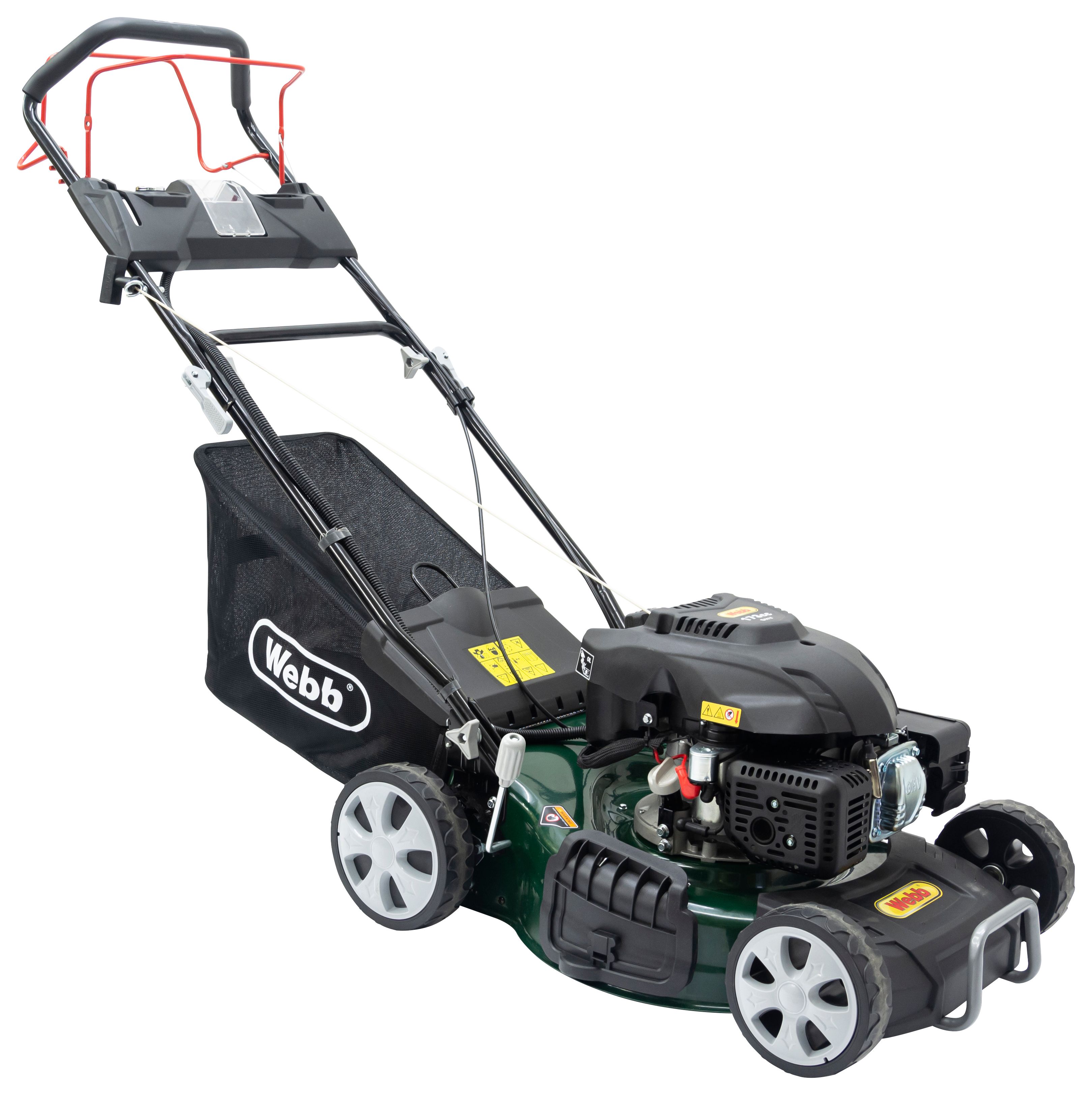 Image of The Webb WER460ES Self Propelled Electric Start Petrol Rotary Lawn Mower - 46cm / 18in