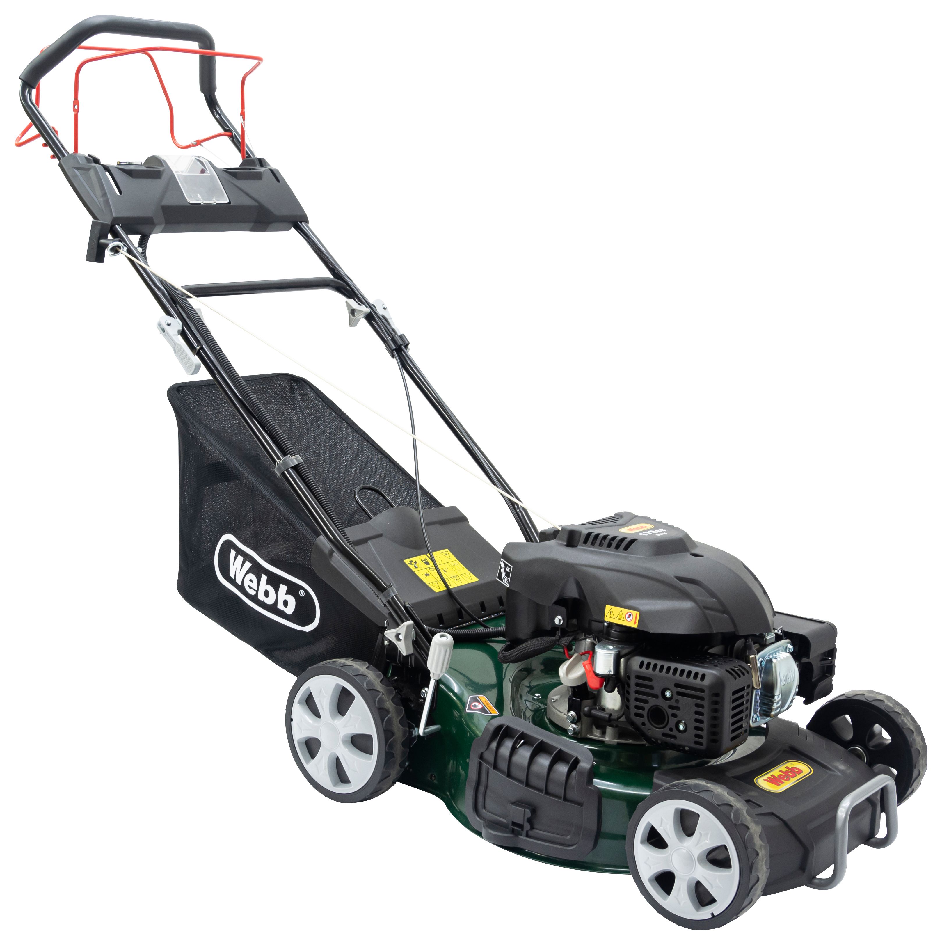 The Webb WER460ES Self Propelled Electric Start Petrol Rotary Lawn Mower - 46cm / 18in