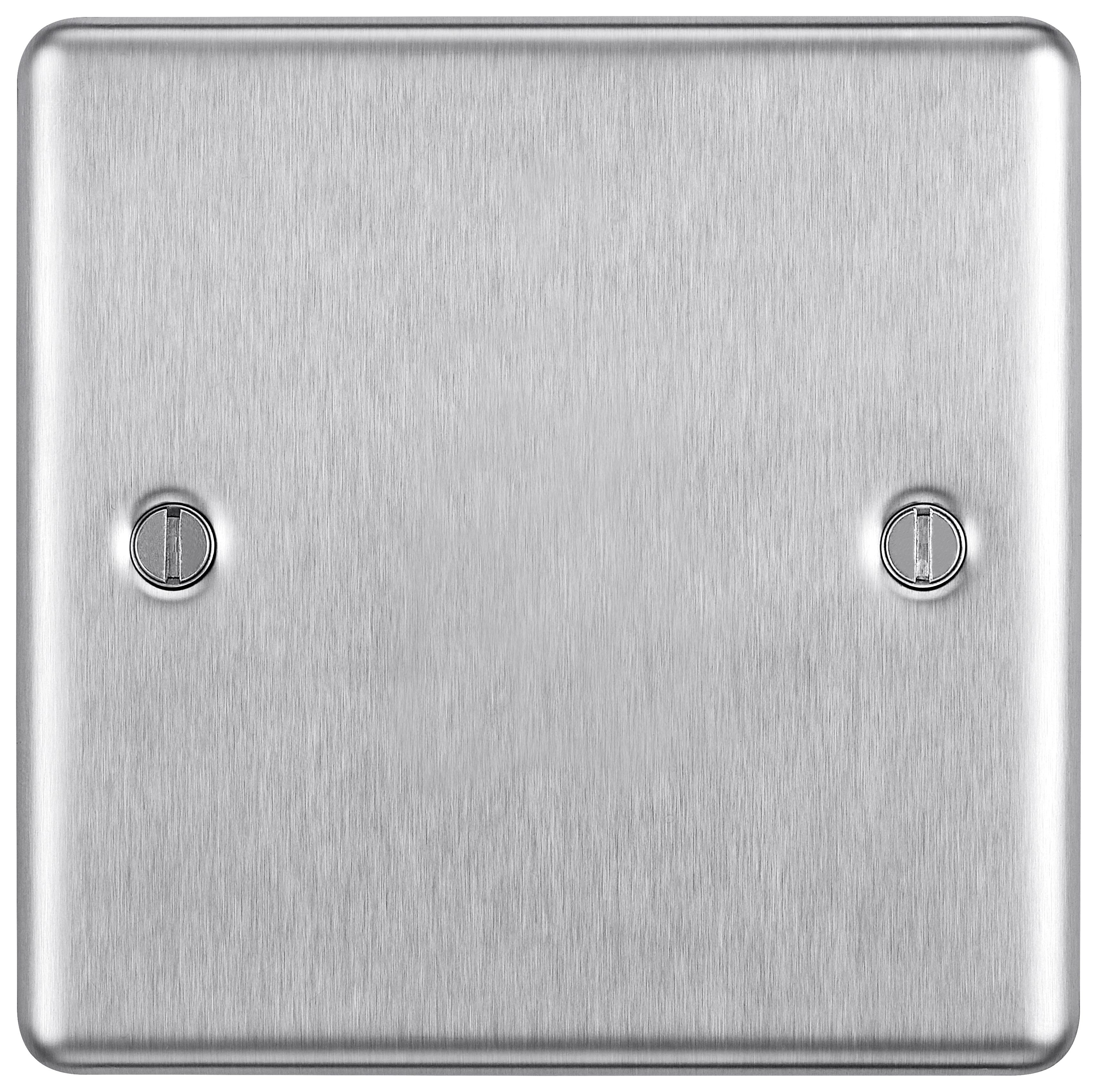 BG Screwed Raised Plate Brushed 1 Gang Blank Plate - Brushed Steel