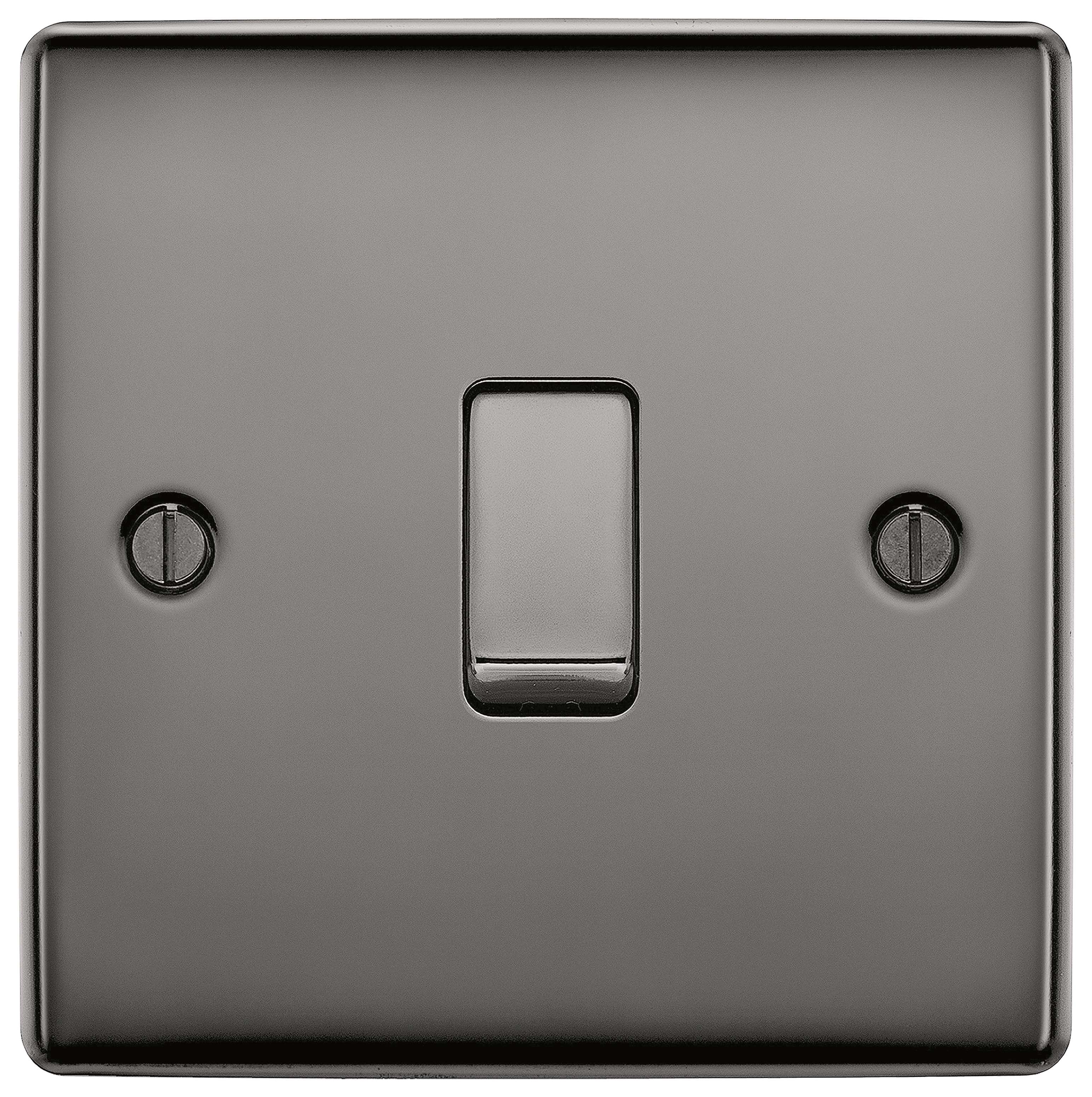 BG 10Ax Screwed Raised Plate Single Switch 2 Way - Black Nickel