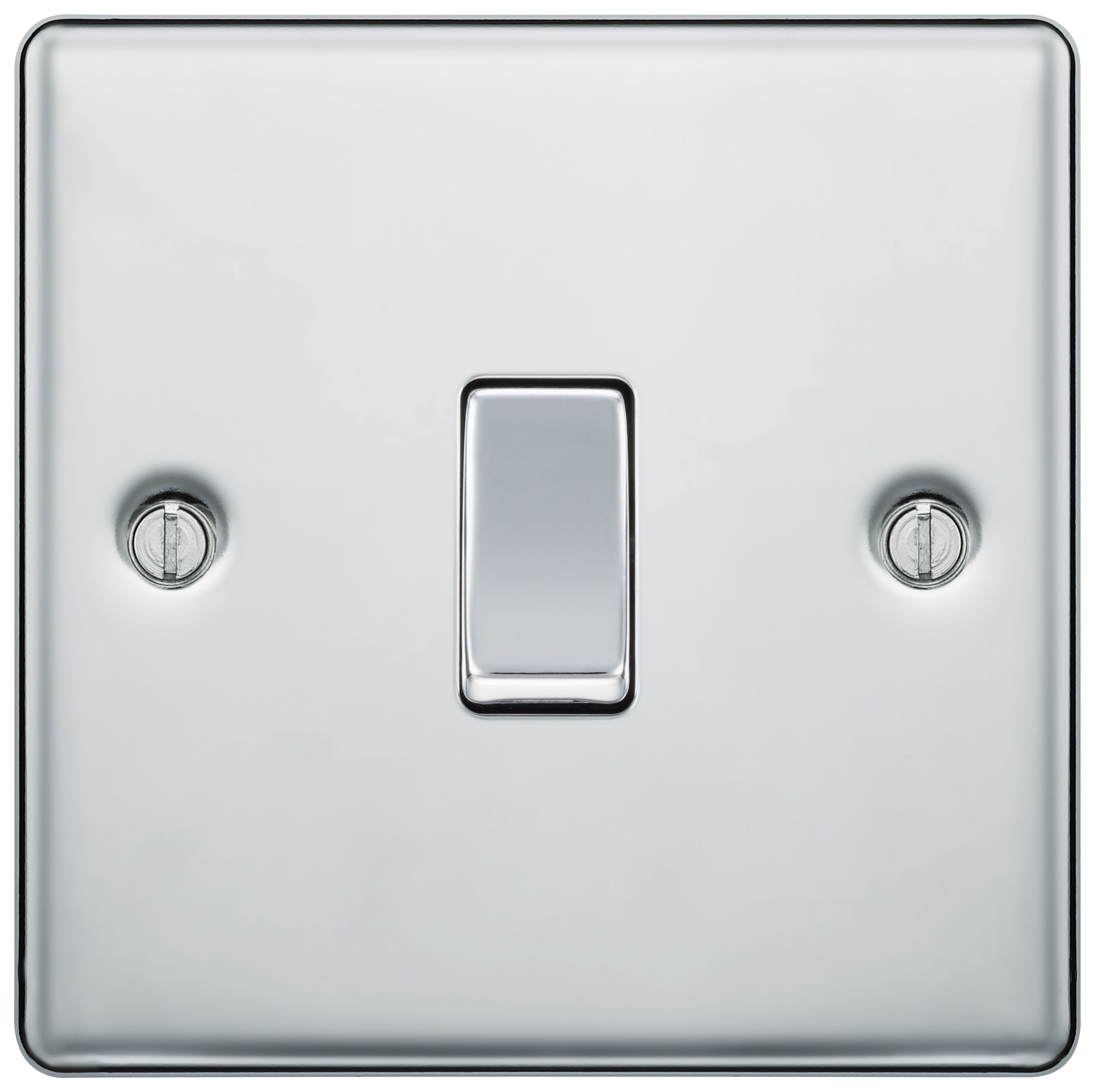 BG 10Ax Screwed Raised Plate Single Switch 2 Way - Polished Chrome