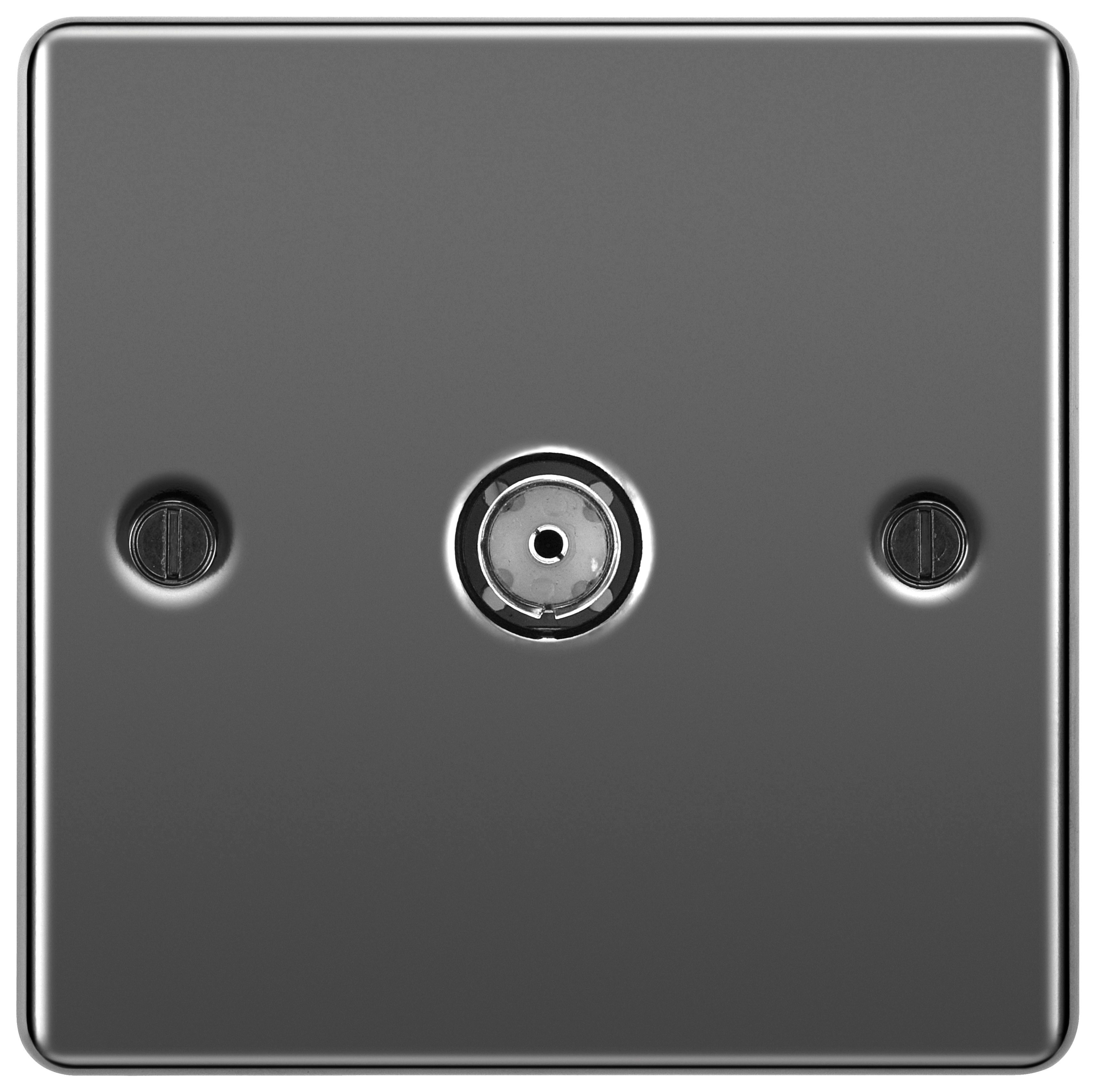 BG Screwed Raised Plate Single Socket For TV or FM Co-Axial Aerial Connection - Black Nickel