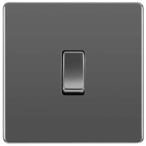 BG 10Ax Screwless Flat Plate Single Switch 2 Way - Black Nickel
