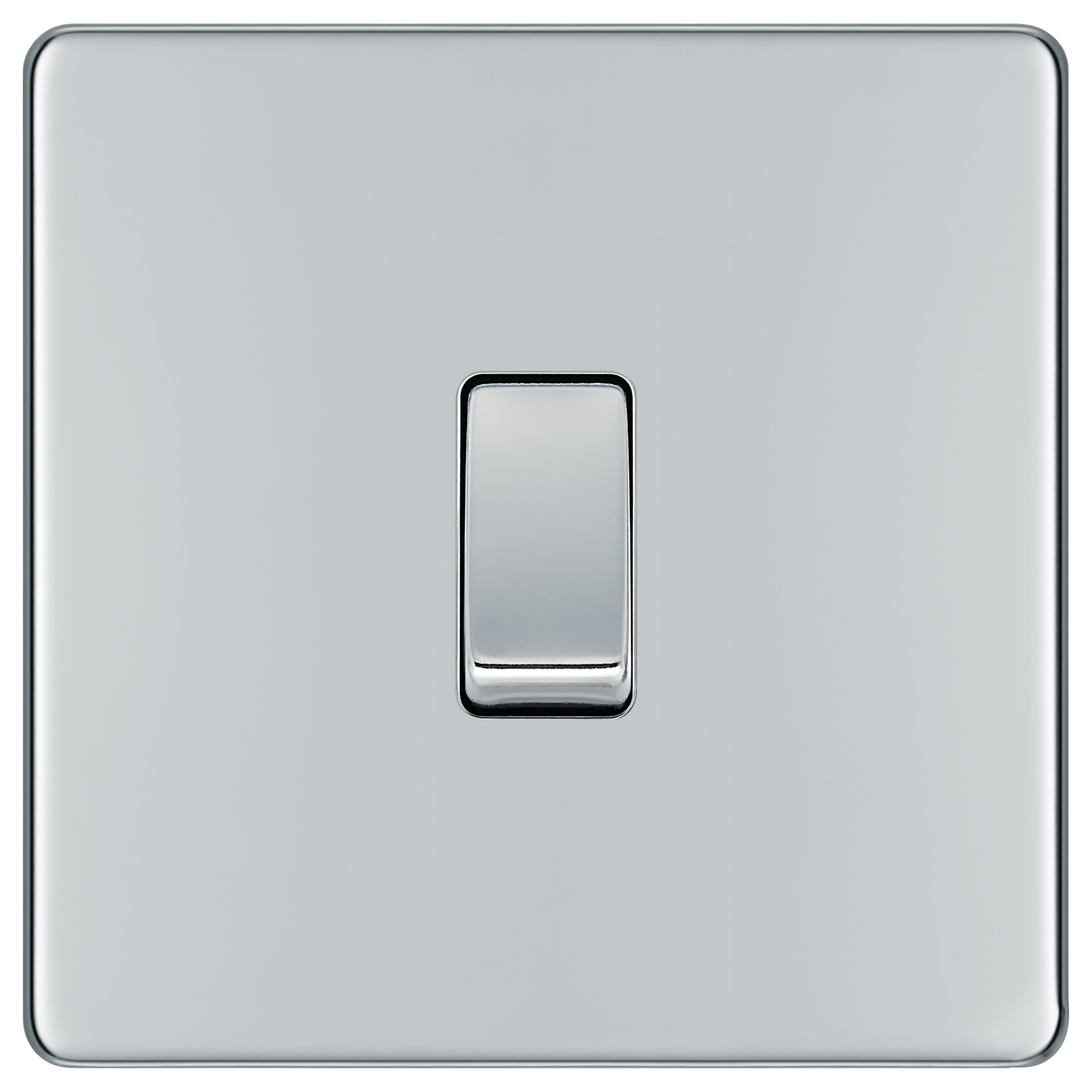 BG 10Ax 2 Way Screwless Flat Plate Single Switch - Polished Chrome