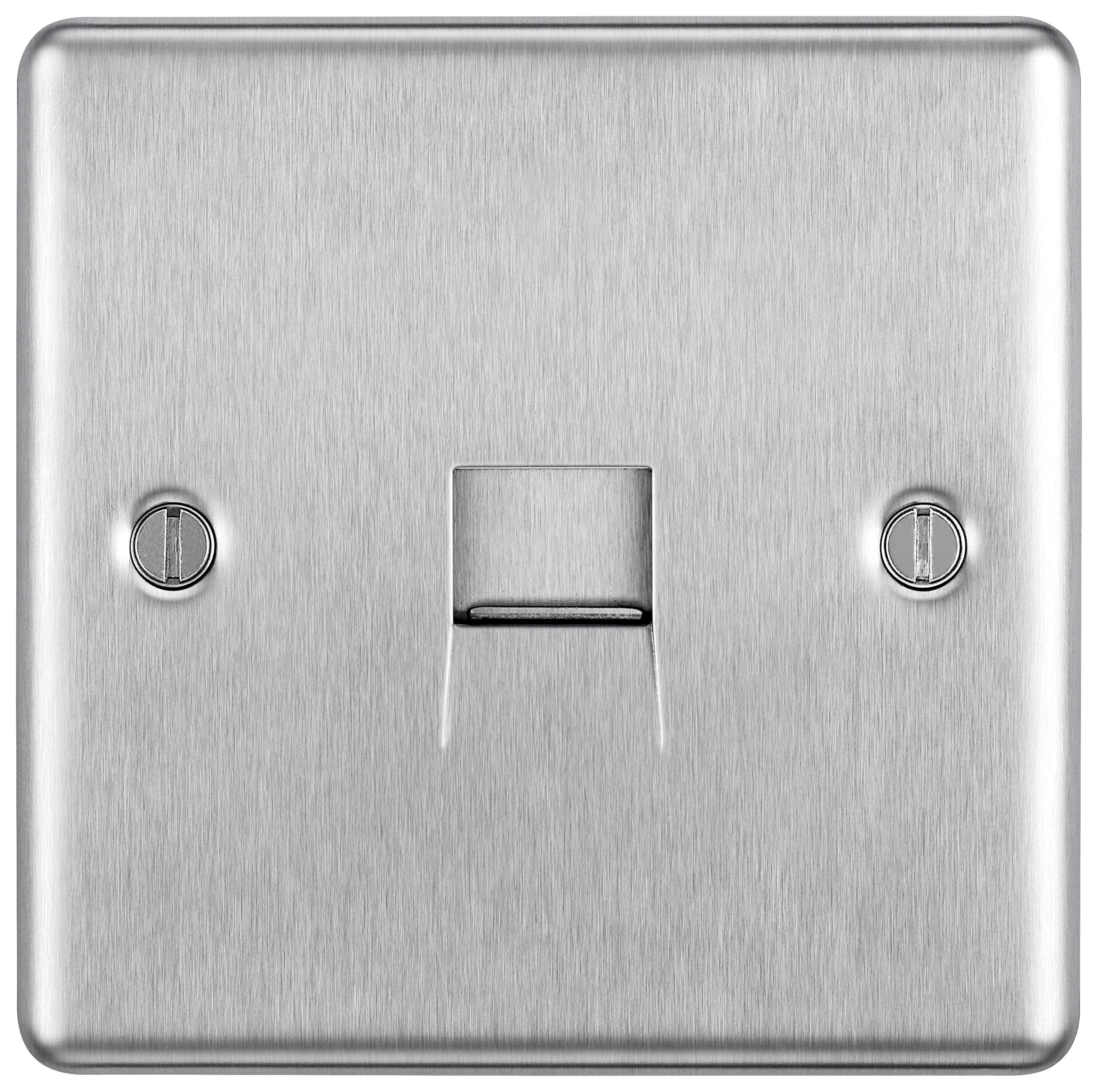BG Screwed Raised Plate Single Master Telephone Socket Screw Type - Brushed Steel