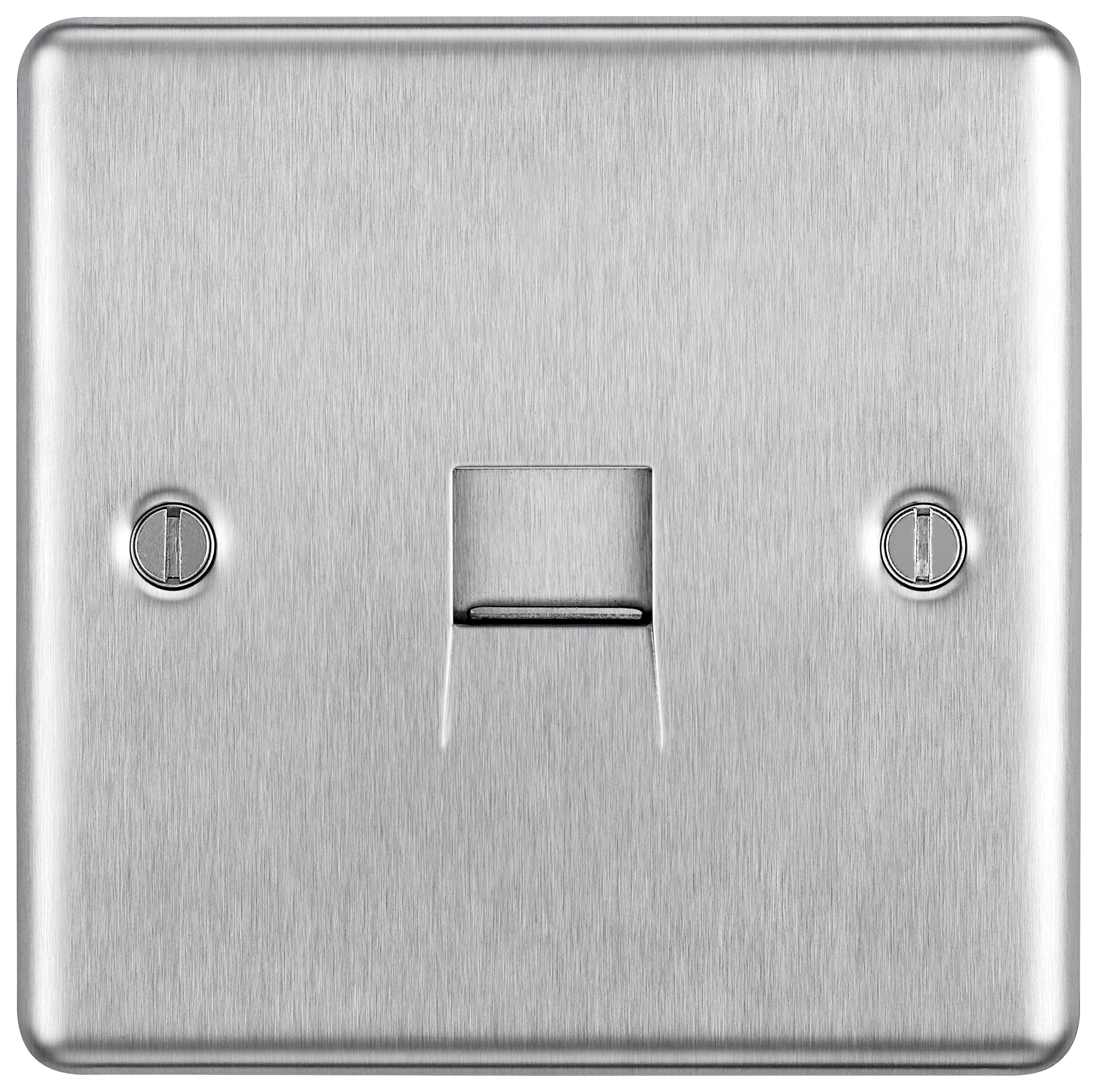 Image of BG Screwed Raised Plate Single Master Telephone Socket Screw Type - Brushed Steel