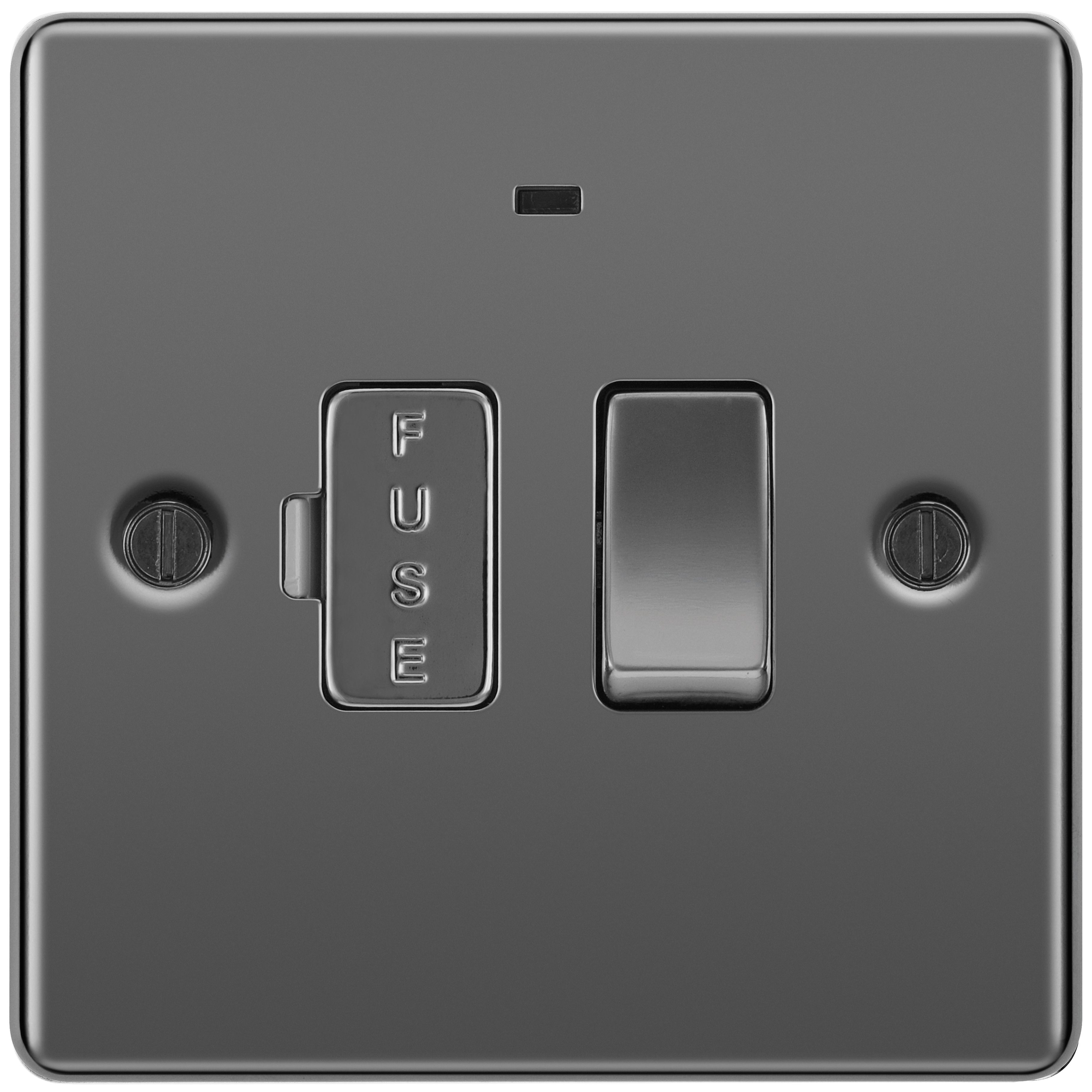 BG 13A Screwed Raised Plate Switched Fused Connection Unit, With Power Indicator - Black Nickel