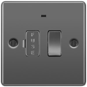 BG 13A Screwed Raised Plate Switched Fused Connection Unit, With Power Indicator - Black Nickel