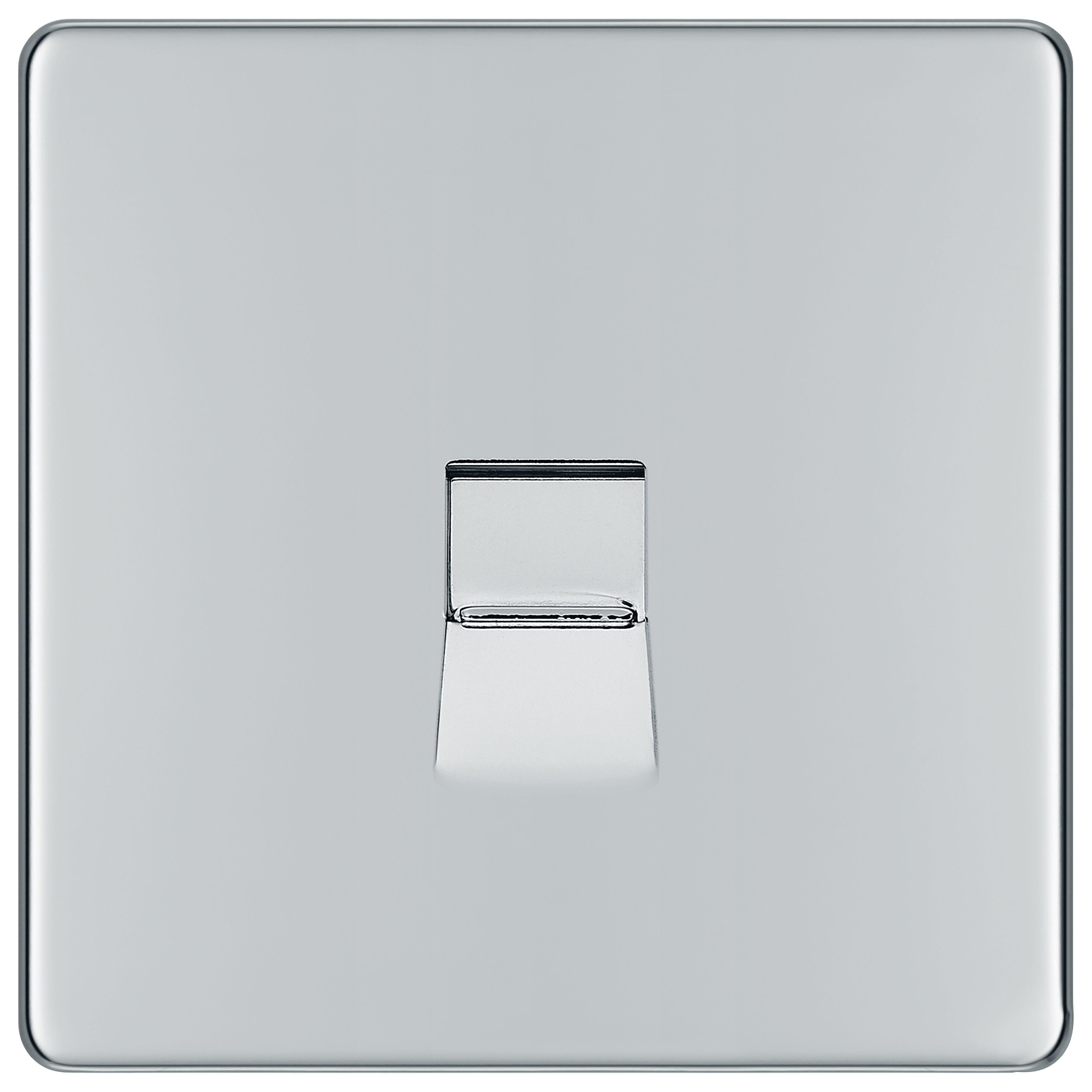 Image of BG Screwless Flat Plate Single Master Telephone Socket, Screw Type - Polished Chrome