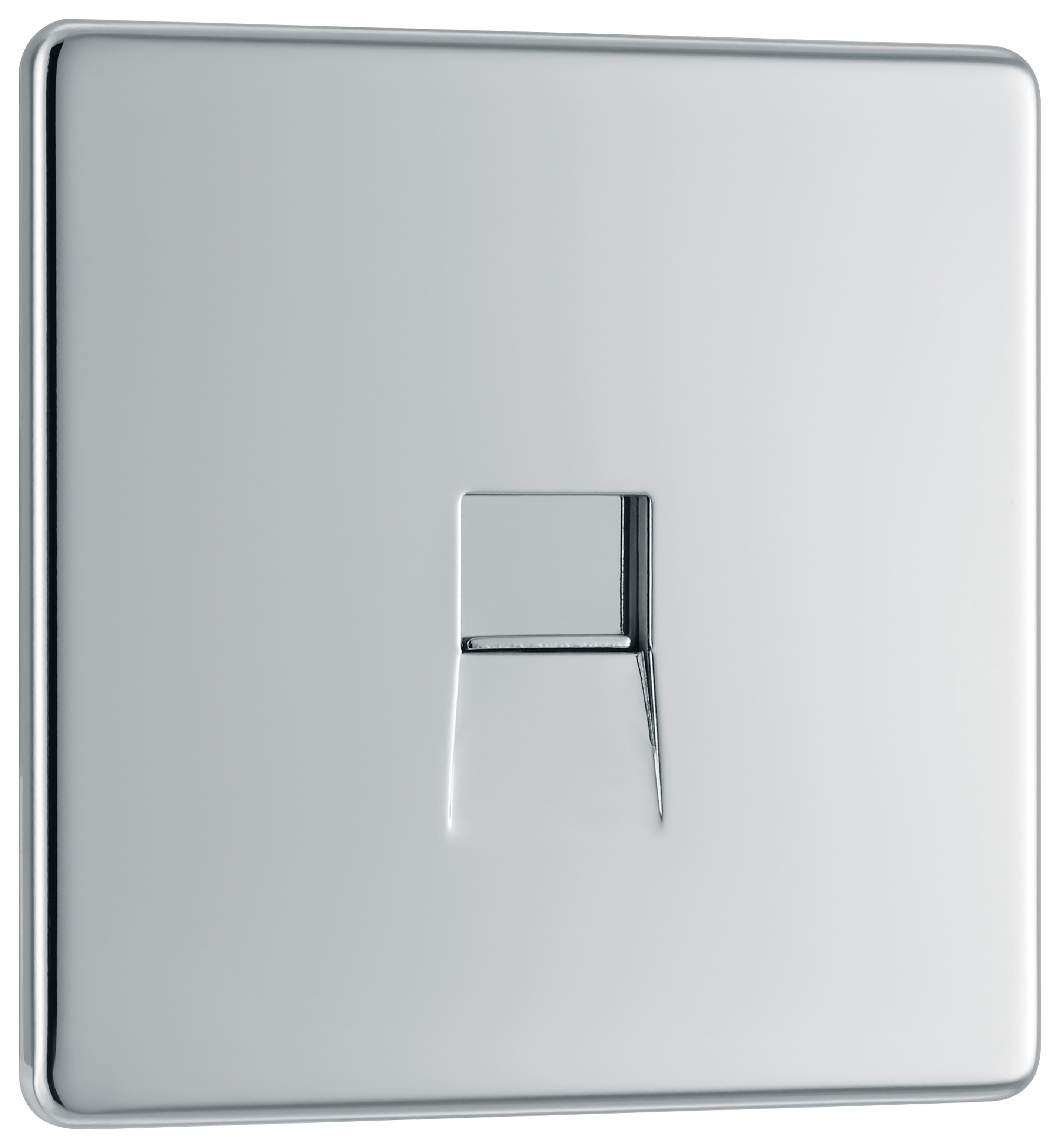 BG Screwless Flat Plate Single Master Telephone Socket, Screw Type - Polished Chrome