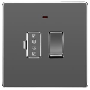 BG 13A Screwless Flat Plate Switched Fused Connection Unit, With Power Indicator - Black Nickel
