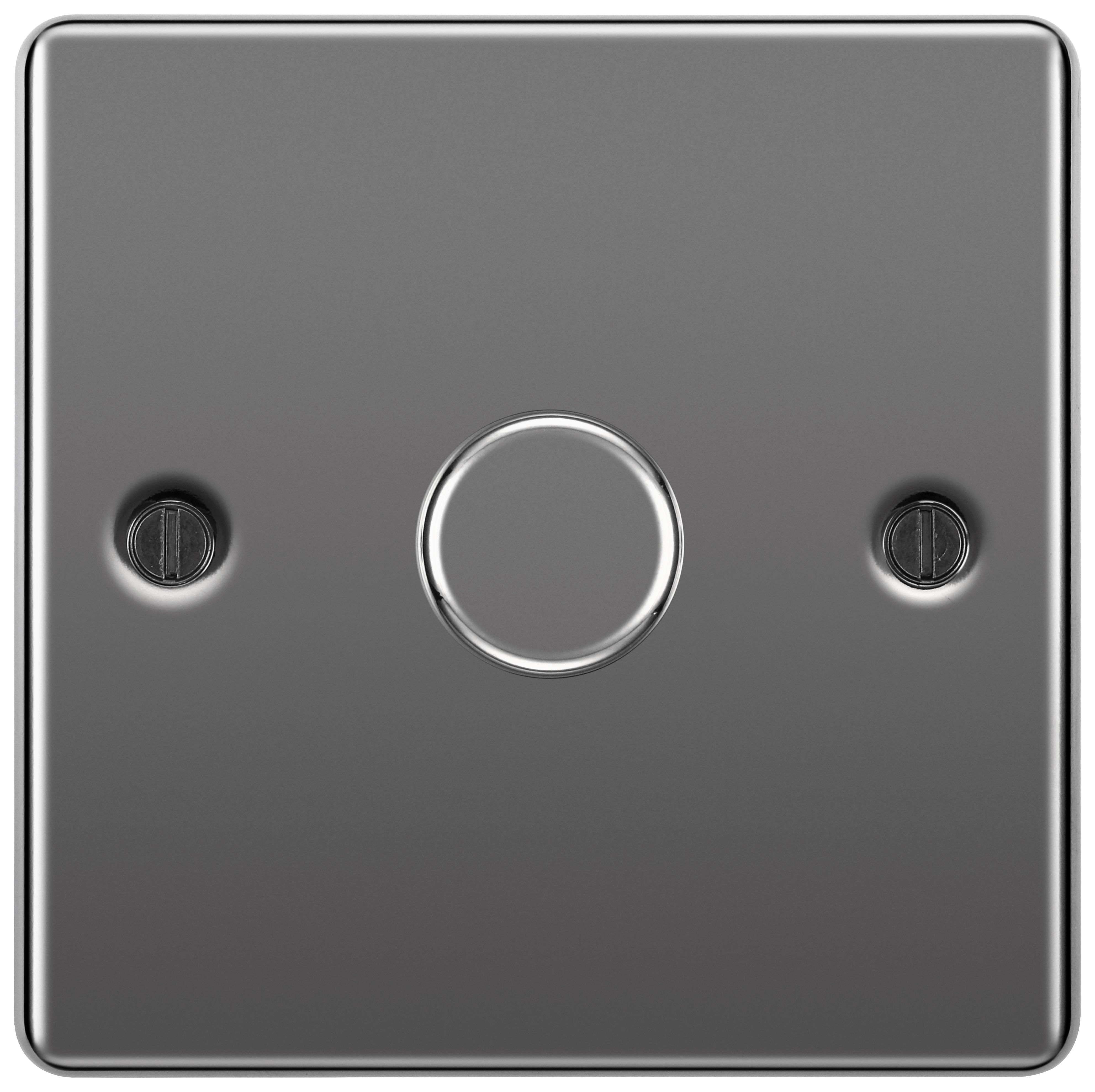 BG 400W Screwed Raised Plate Single Dimmer Switch 2-Way Push On/Off - Black Nickel