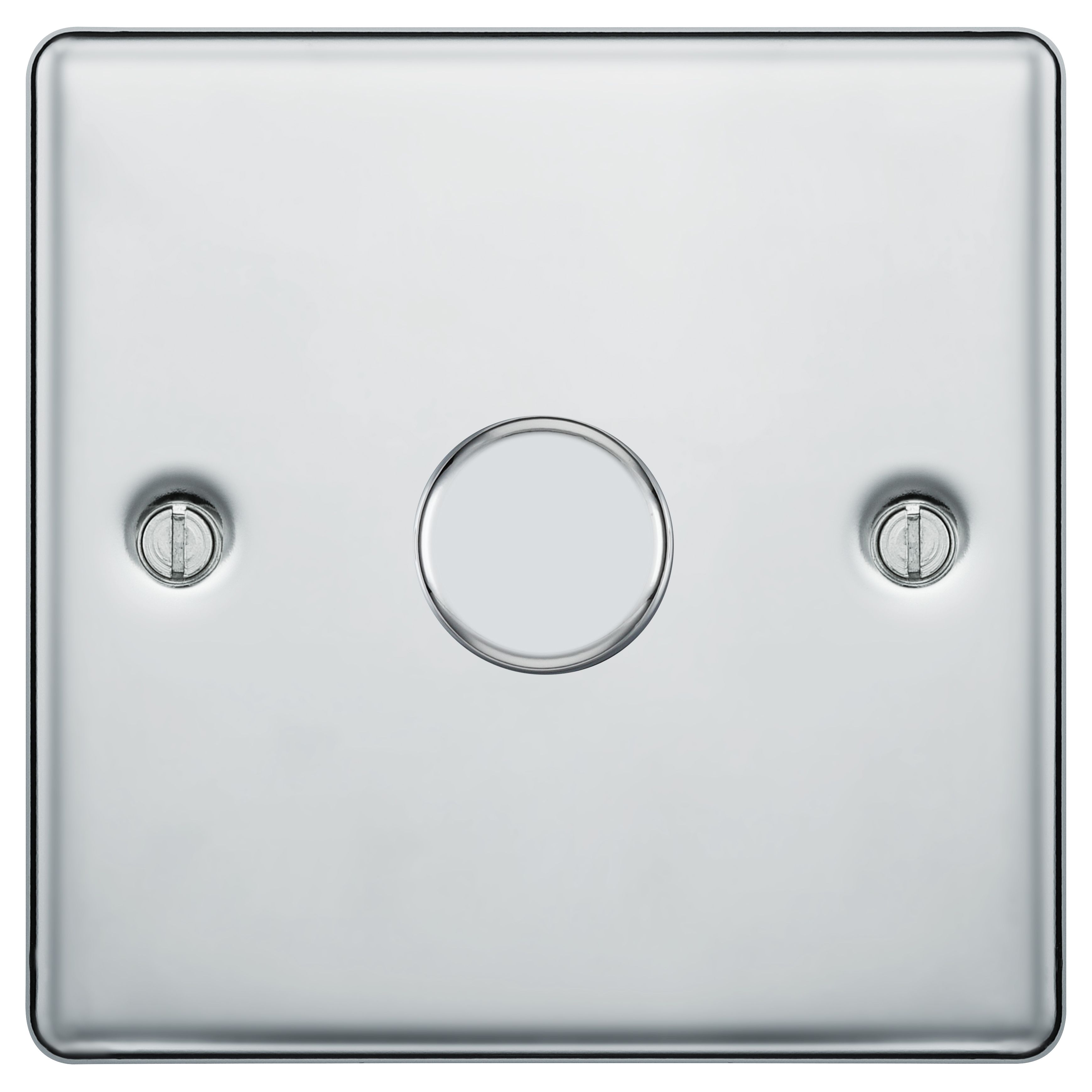 Image of BG 400W Screwed Raised Plate Single Dimmer Switch 2-Way Push On/Off - Polished Chrome