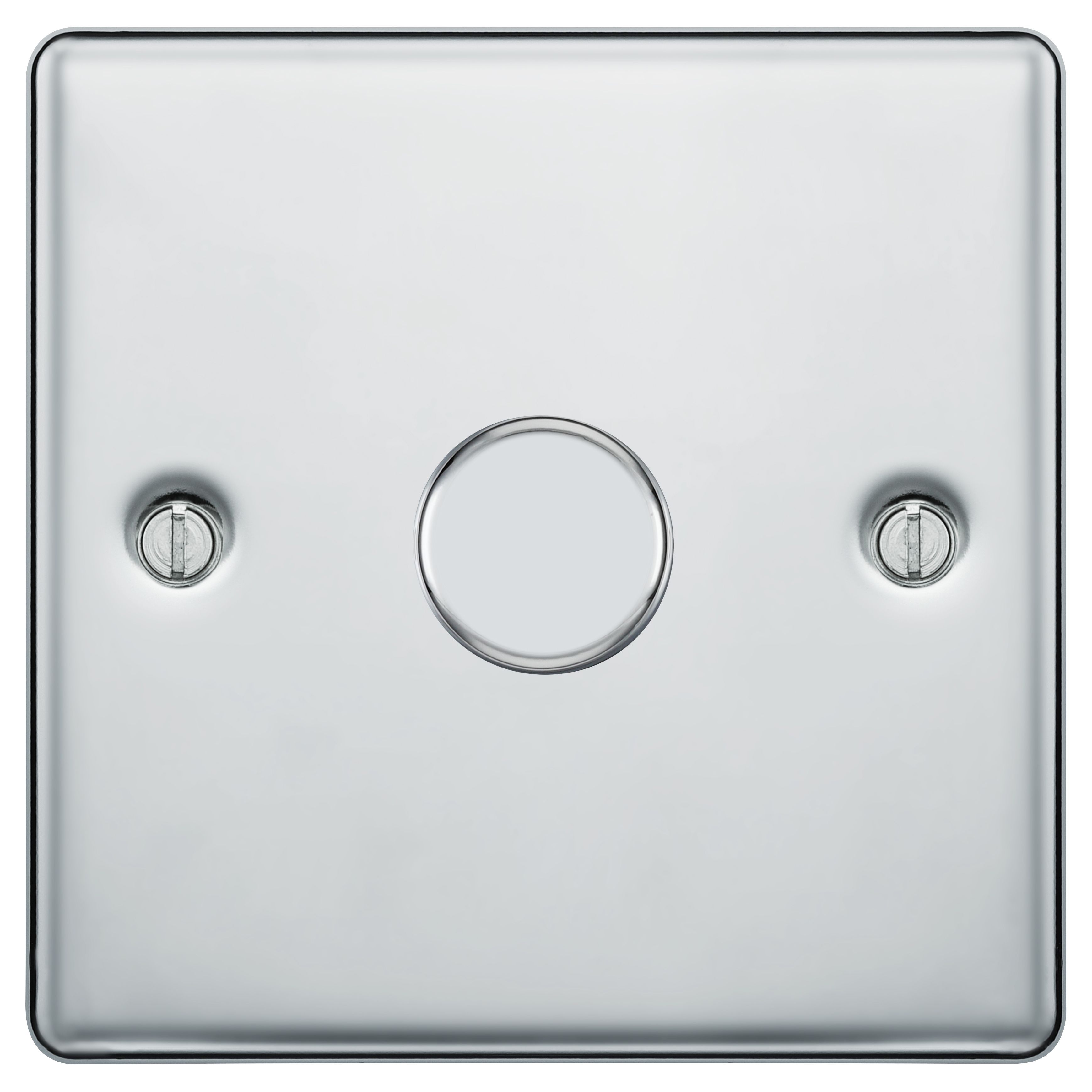 BG 400W 2 Way Push On / Off Screwed Raised Plate Single Dimmer Switch - Polished Chrome