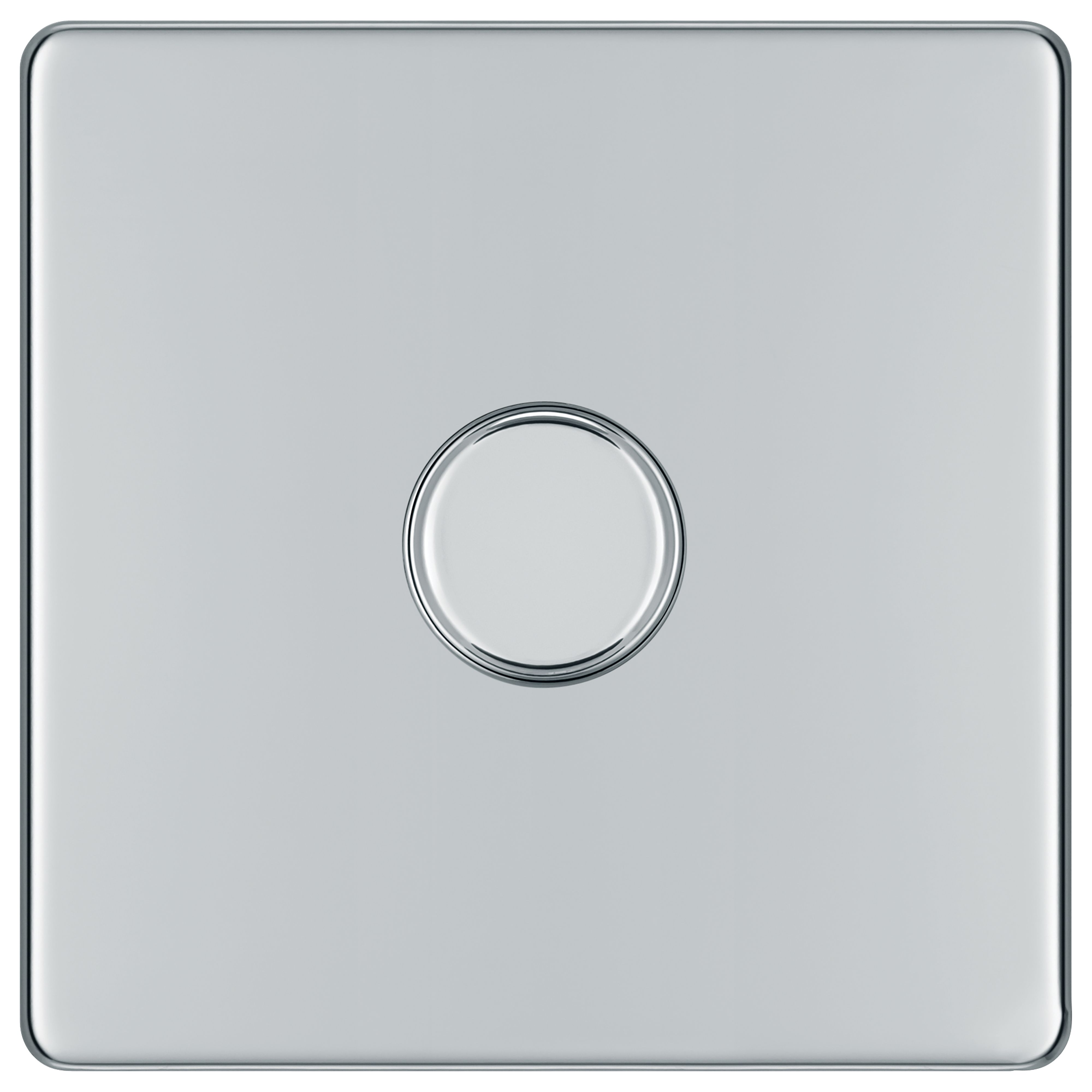Image of BG 400W Screwless Flat Plate Single Dimmer Switch, 2-Way Push On/Off - Polished Chrome