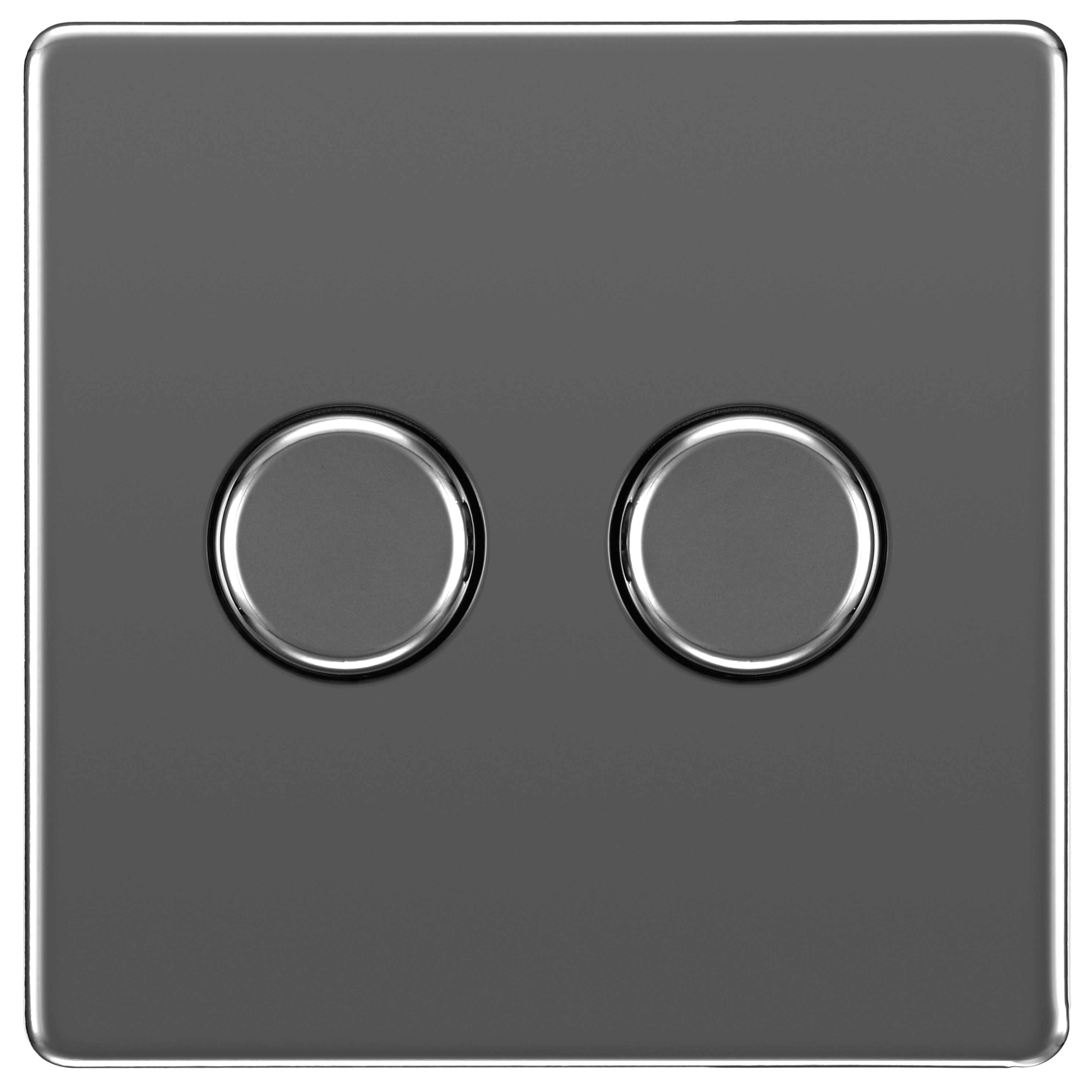 BG 400W Screwless Flat Plate Double Dimmer Switch, 2-Way Push On/Off - Black Nickel