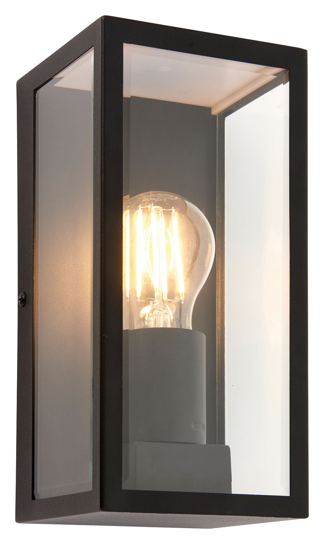 Image of Saxby Loki Matt Black Paint & Clear Glass Wall Light