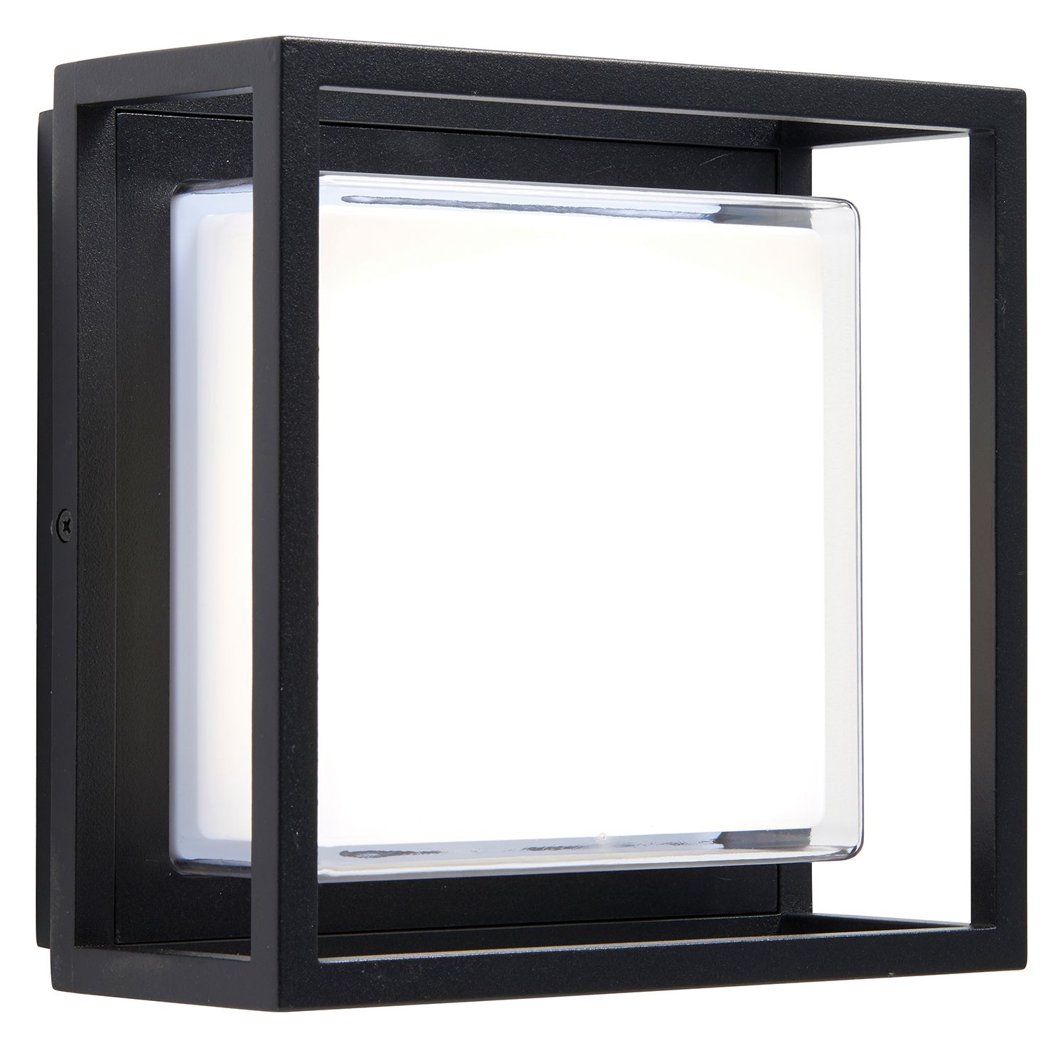 Saxby Joshua Textured Black Paint with Clear & Frosted Polycarbonate Wall Light