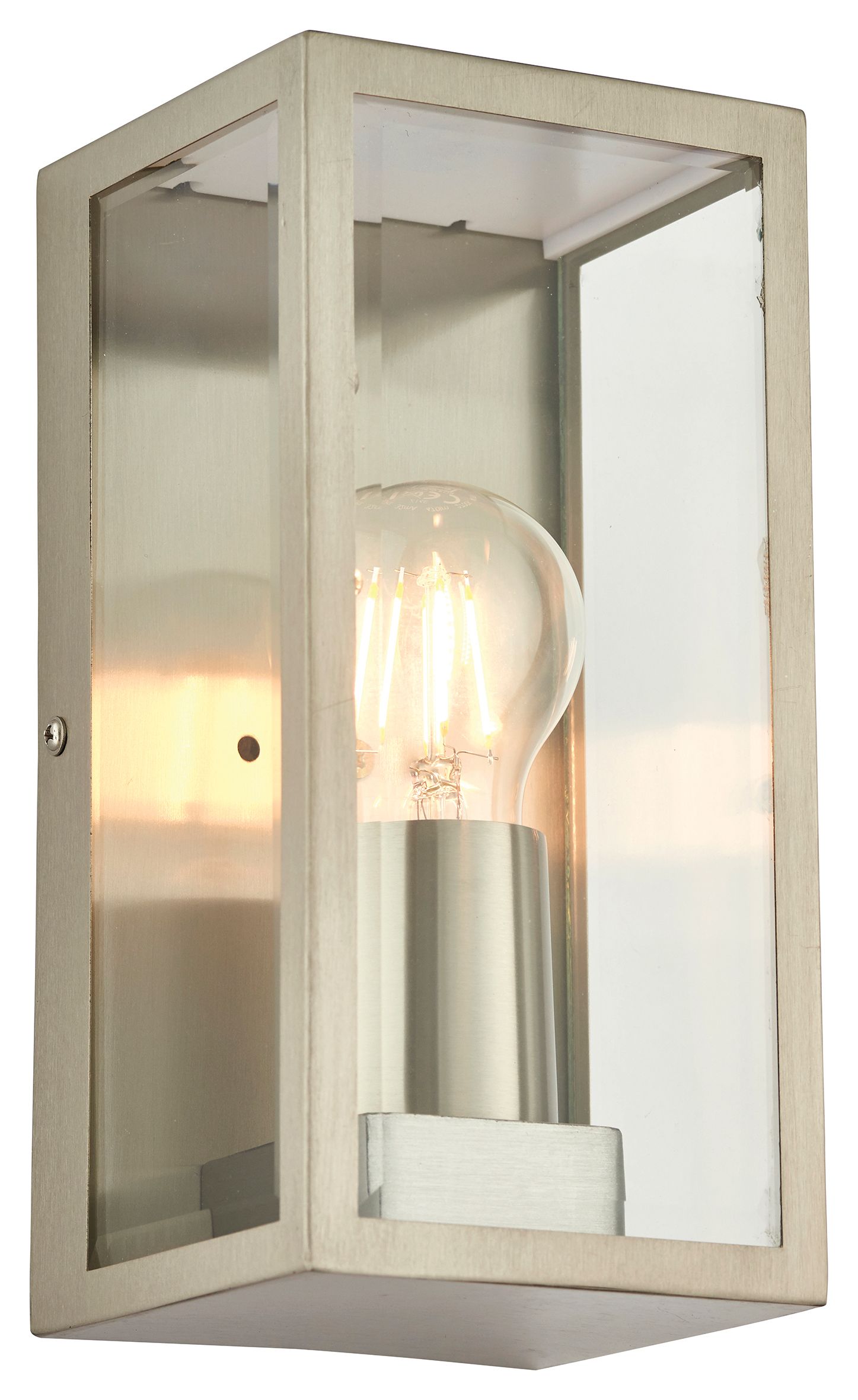 Saxby Loki Brushed Stainless Steel & Clear Glass Wall Light