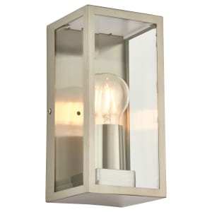 Saxby Loki Brushed Stainless Steel & Clear Glass Wall Light