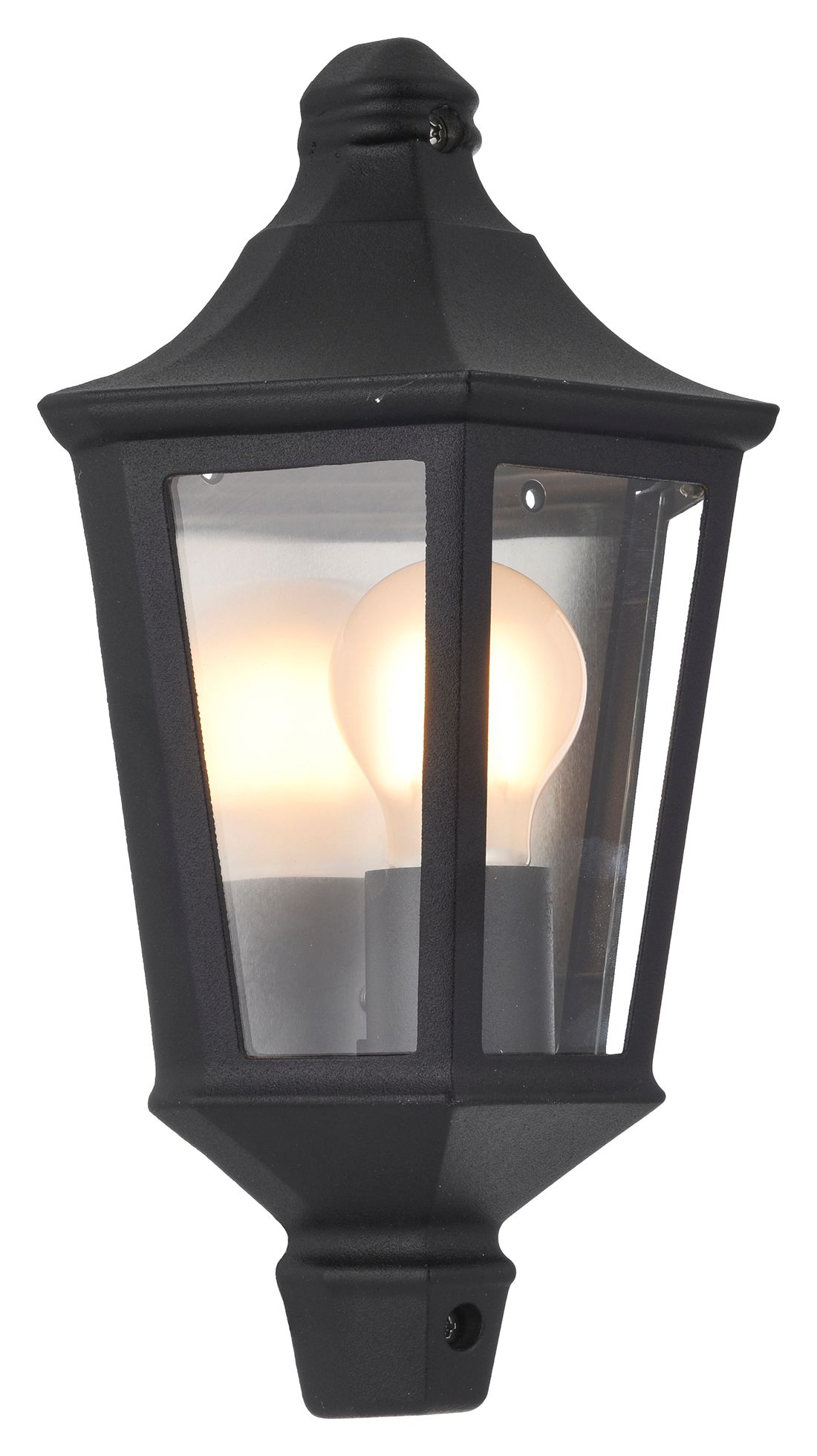 Image of Saxby Naples Textured Black Paint & Clear Glass Lantern Light