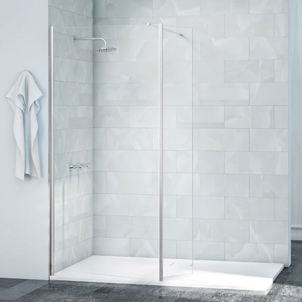 Image of Nexa By Merlyn 8mm Chrome Frameless Swivel Wet Room Shower Panel Only - 2015 x 300mm