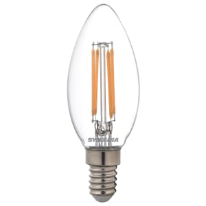 Sylvania LED Candle Retro Filament Lamp, Dimmable 470Lm, 40W Equivalent, Warm White, E14 Cap Fitting