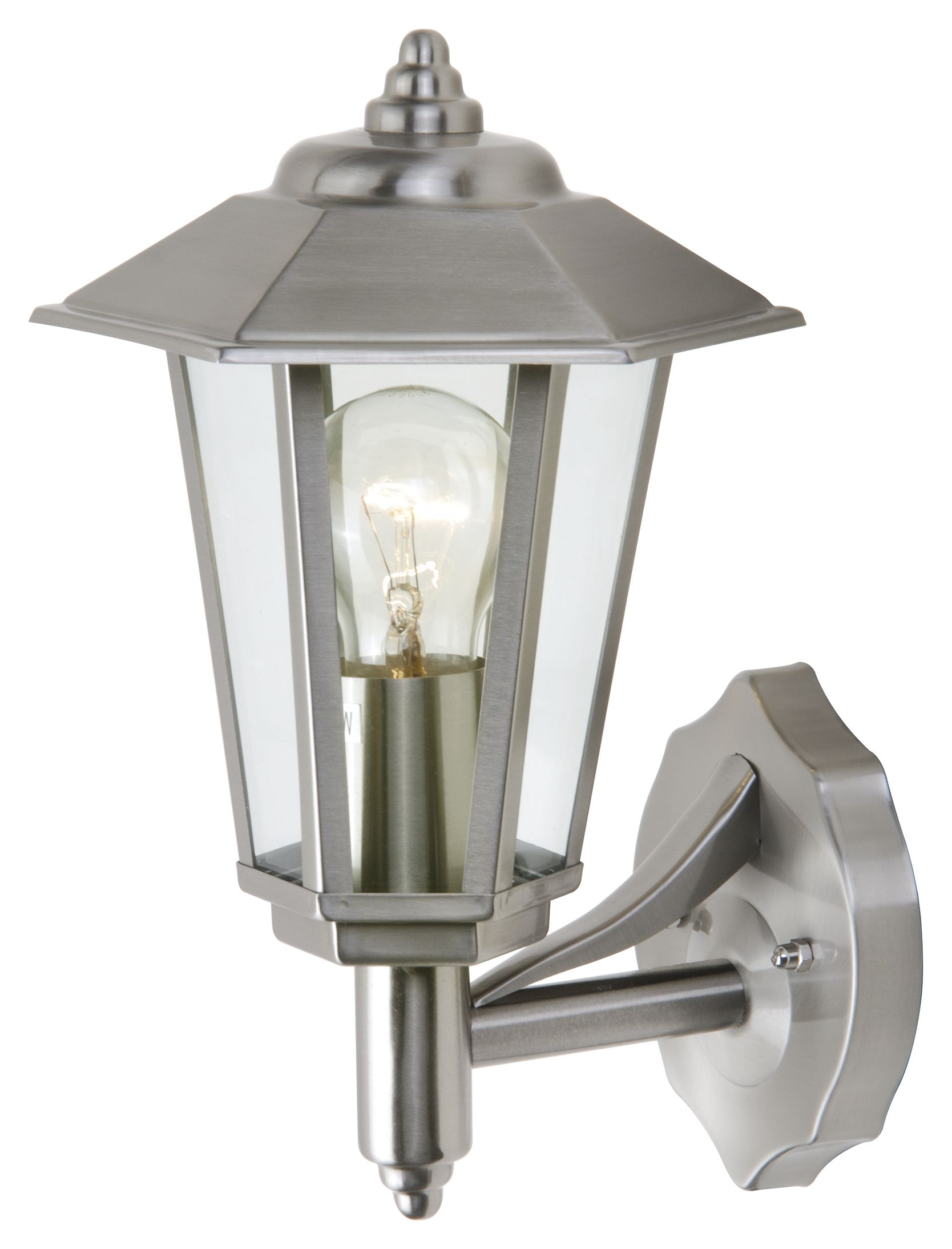 Image of Lutec Grosvenor Stainless Steel 6 Sided Lantern Wall Light