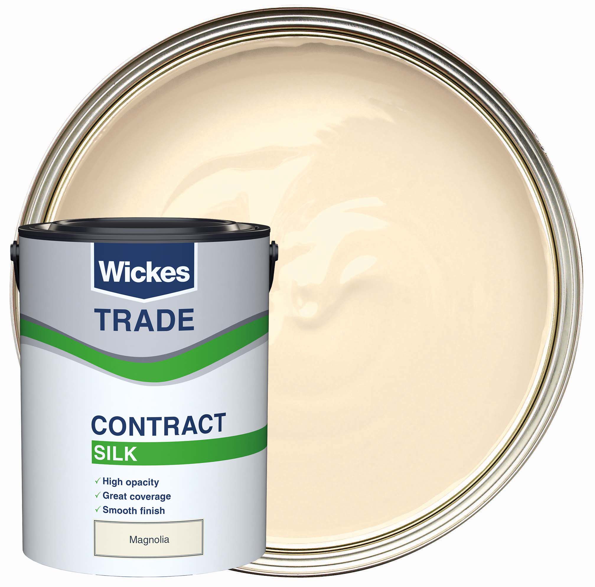 Image of Wickes Trade Contract Silk Emulsion Paint - Magnolia - 5L