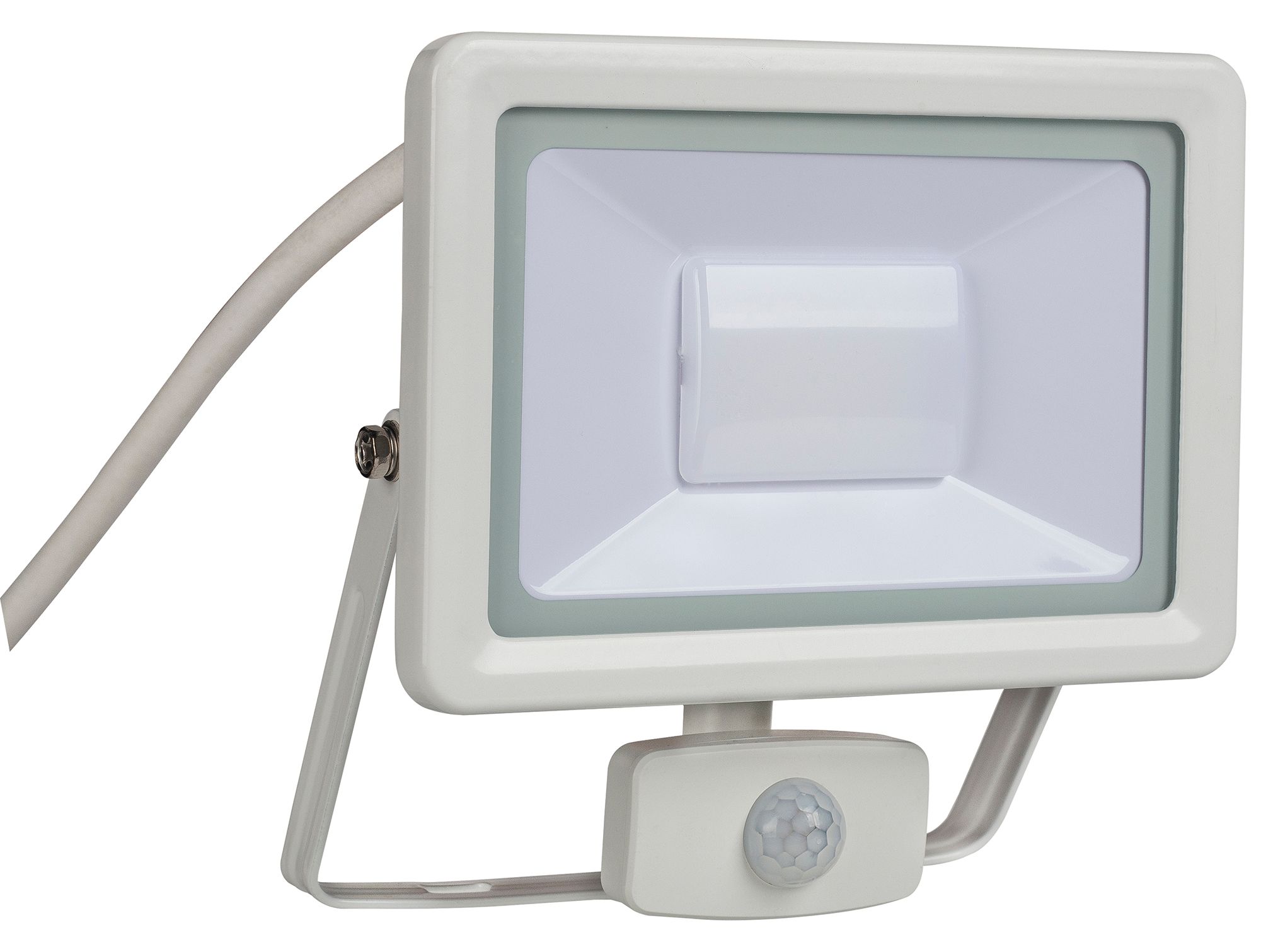 Aluminium IP44 PIR Sensor White Finish Flood Light - 30W